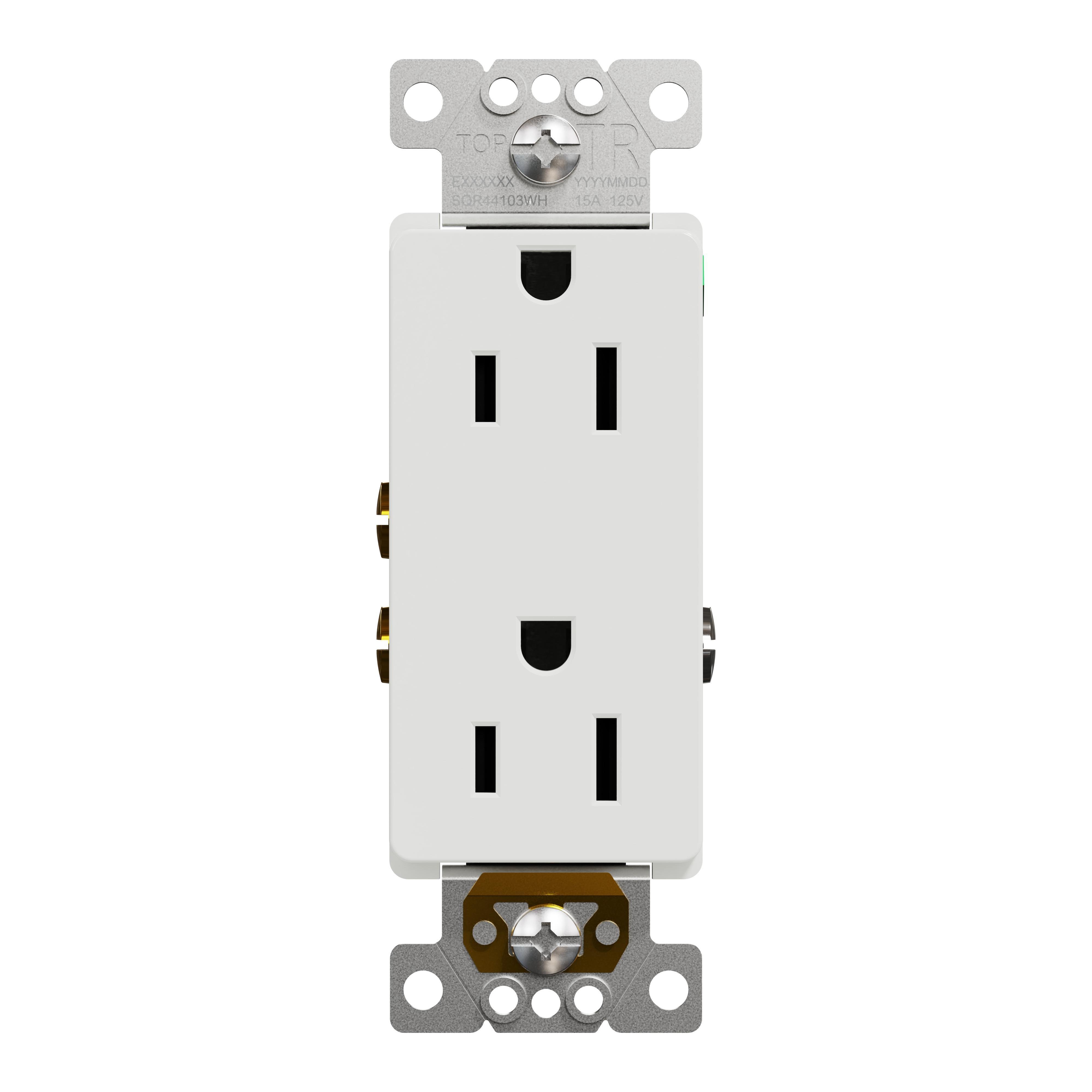 SQR44103WH - Socket-outlet, X Series, 15A, decorator, tamper resistant, residential, white, matte finish, 30 pcs
