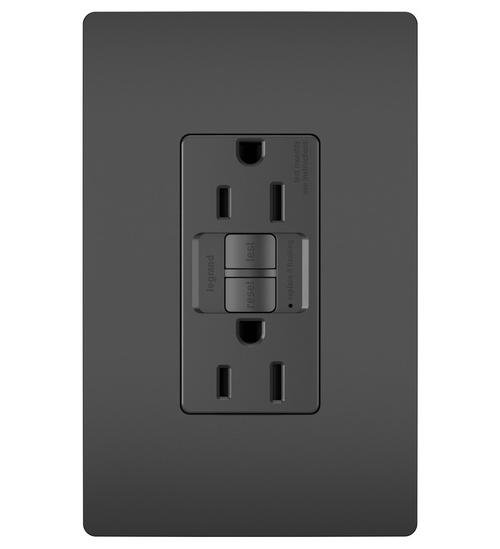 1597-TRBK - radiant® Tamper-Resistant 15A Duplex Self-Test GFCI Receptacles with SafeLock® Protection, Black