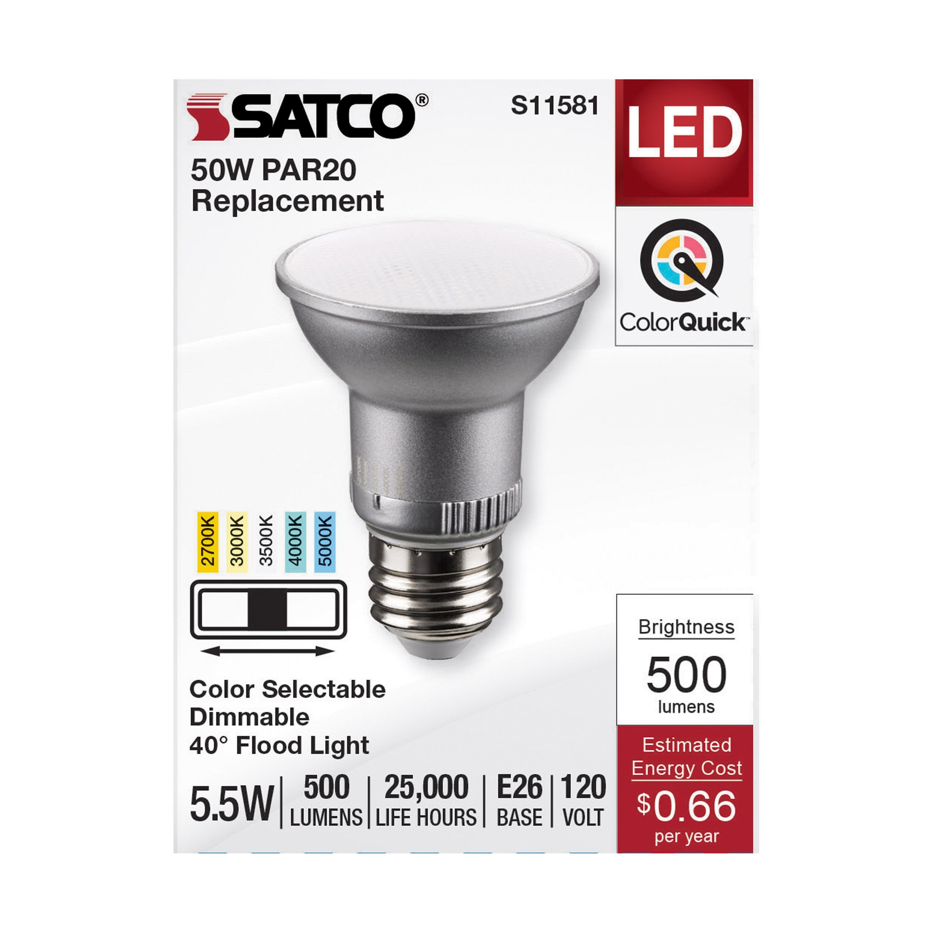 Picture of S11581 - 5.5 Watt PAR20 LED - Medium Base - Silver Finish - CCT Selectable - 120 Volt - 40 Degree Beam Angle