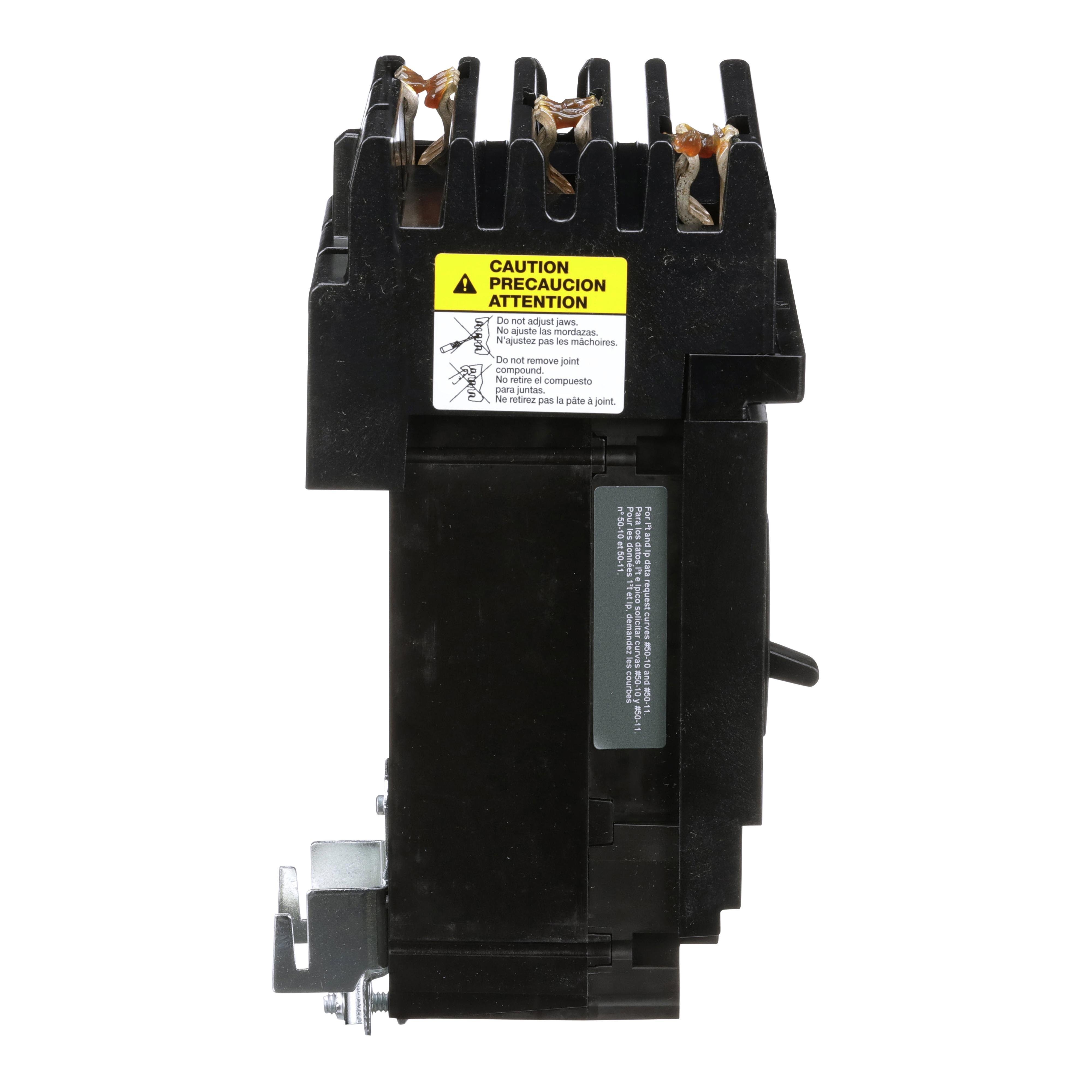 Picture of HLA36125 - Circuit breaker, PowerPacT H, 125A, 3 pole, 600VAC, 50kA, I-Line, thermal magnetic, 80%, ABC