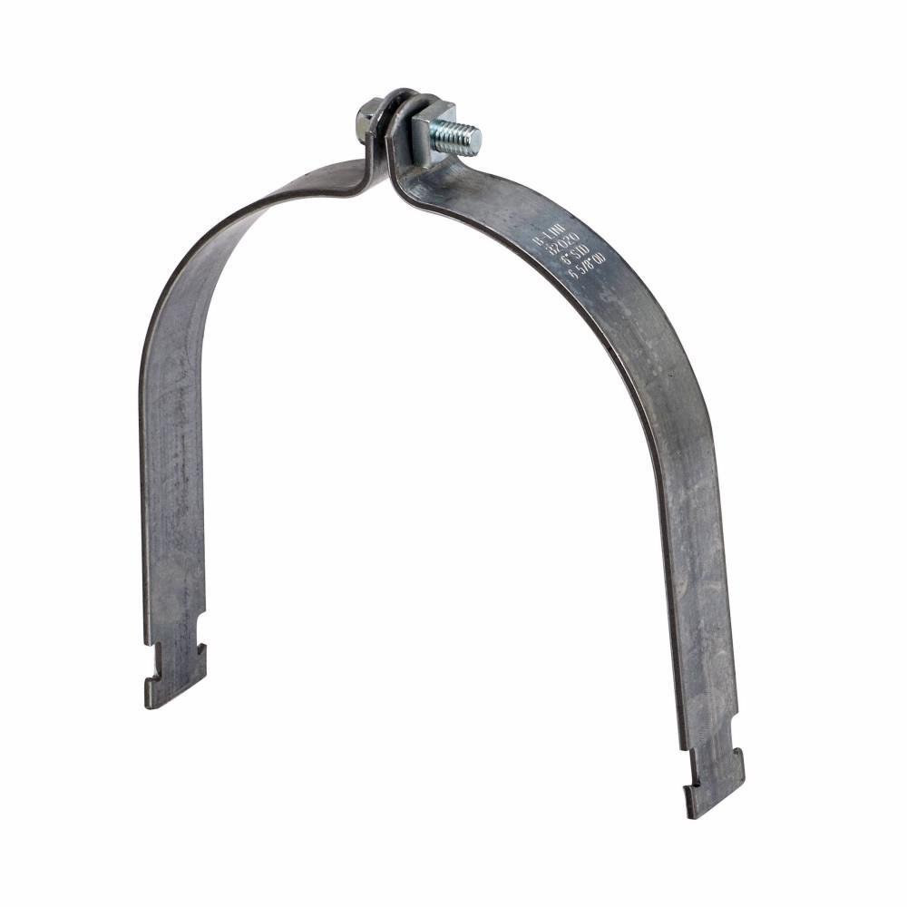 B2015PA-ZN - Eaton B-Line series strut pipe clamps and accessories, .0994" height, 5.843" length, 1.25" width, Steel, Pre-assembled combination recess hex head screw, Pipe or conduit clamps, Electro-plated zinc
