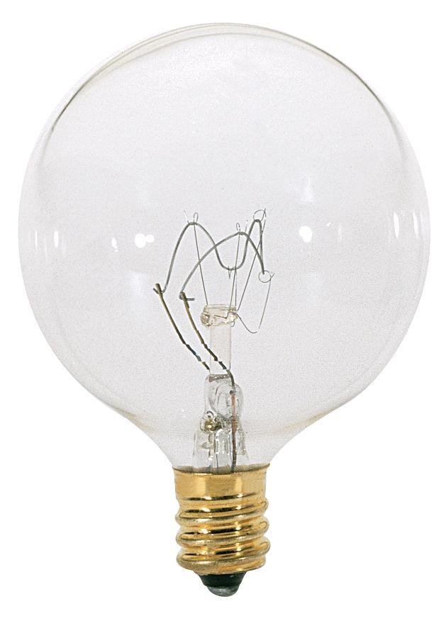 A3922 - 25 Watt G16 1/2 Incandescent - Clear - 2500 Average rated hours - 186 Lumens - Candelabra base - 130 Volt