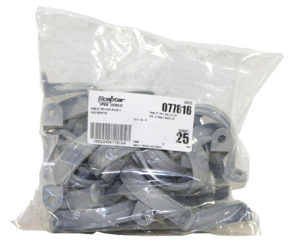 077816 - PS35 2" PVC PIPE STRAP 2 HOLE SCEPTER