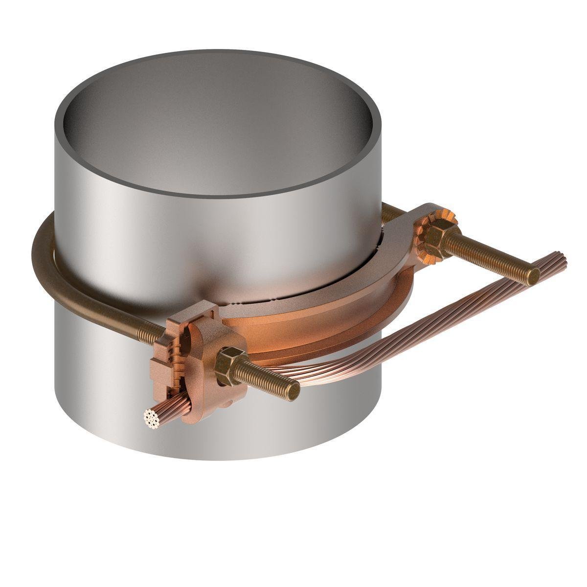 Picture of GAR3905BU - Mechanical Grounding Connector, Conductor to Water Pipe, 4-4/0 AWG, 4"-5" Pipe, 3/8" Stud