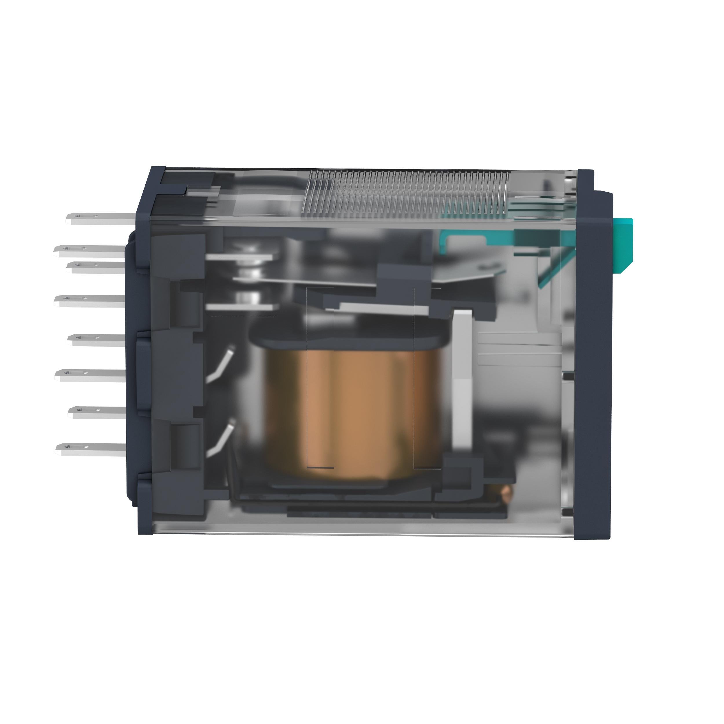 Picture of RXM2AB1JD - miniature plug in relay, Harmony Electromechanical Relays, 12A, 2CO, lockable test but to n, 12V DC
