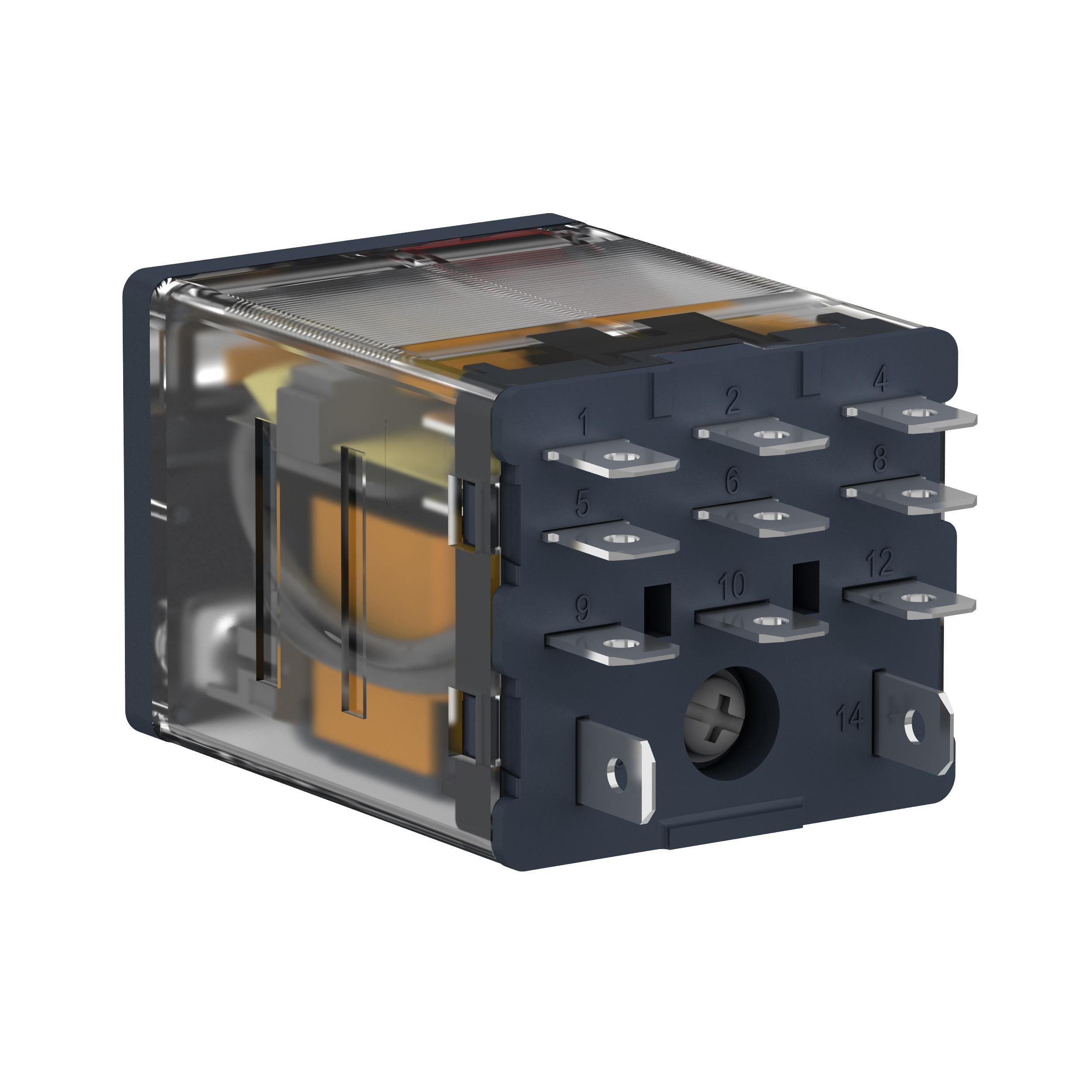 Picture of RPM32F7 - plug-in relay, Harmony electromechanical relays, 15A, 3CO, with LED, lockable test button, 120V AC