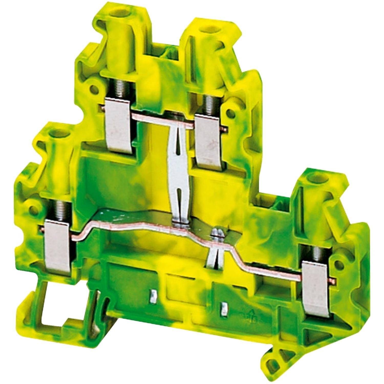 NSYTRV44DPE - Terminal block, Linergy TR, green-yellow, 4mm2, 2 level connt, protective earth, 4 points, Set of 50