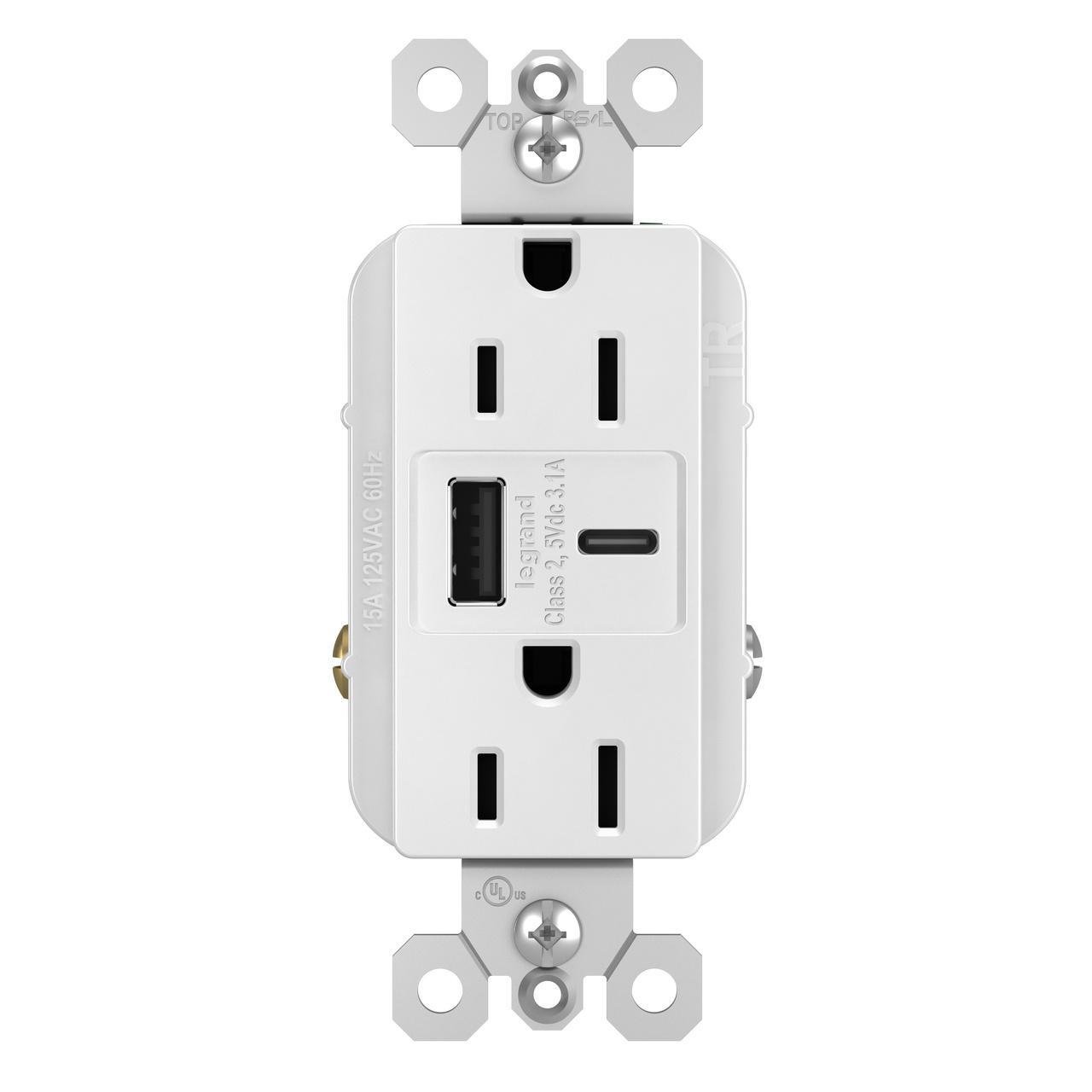R26USBACW - Tamper Resistant USB/Receptacle, White