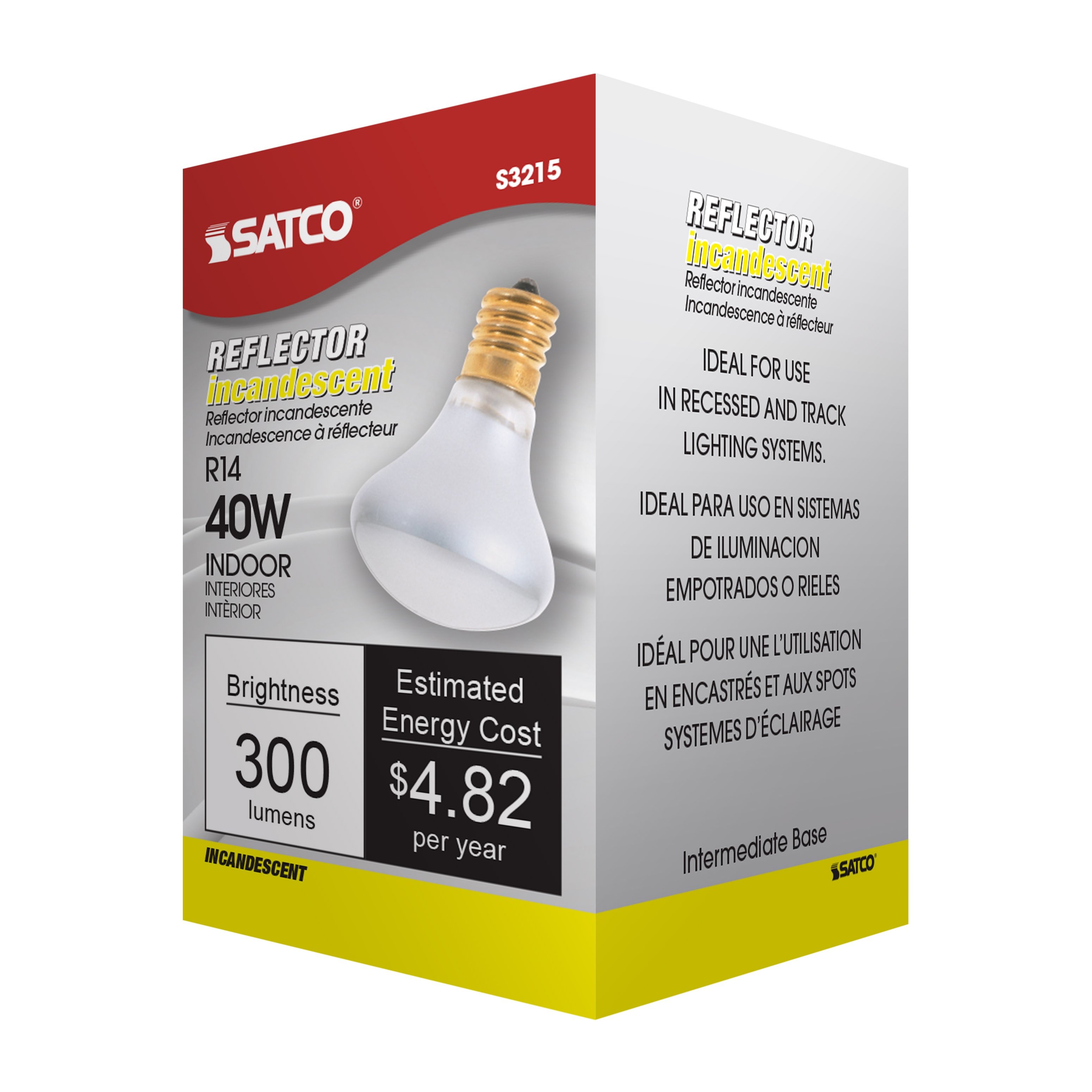 Picture of S3215 - 40 Watt R14 Incandescent - Clear - 1500 Average rated hours - 300 Lumens - Intermediate base - 120 Volt