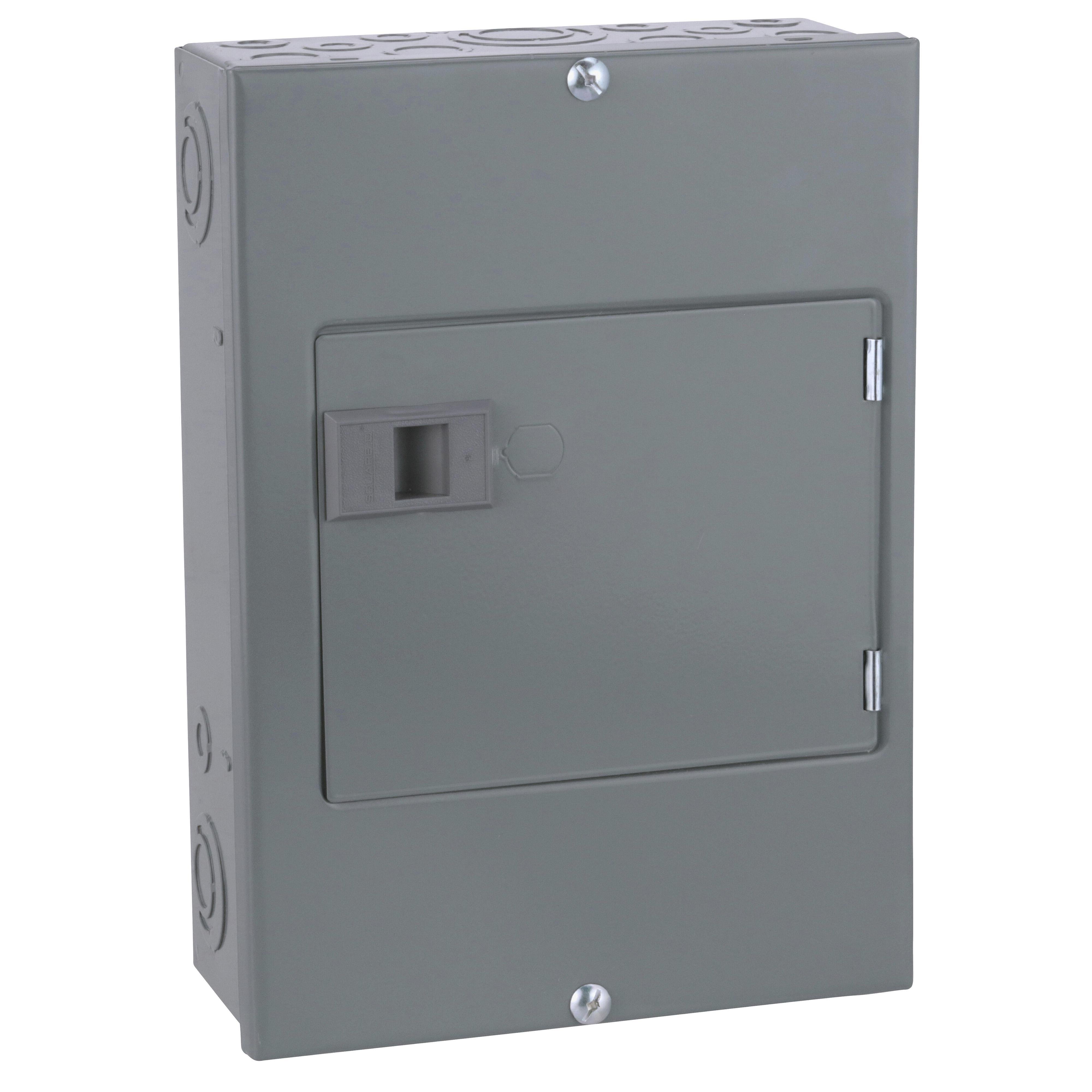 Picture of QO816L100DS - Load center, QO, 1 phase, 8 spaces, 16 circuits, 100A fixed main lugs, NEMA1, door surface cover