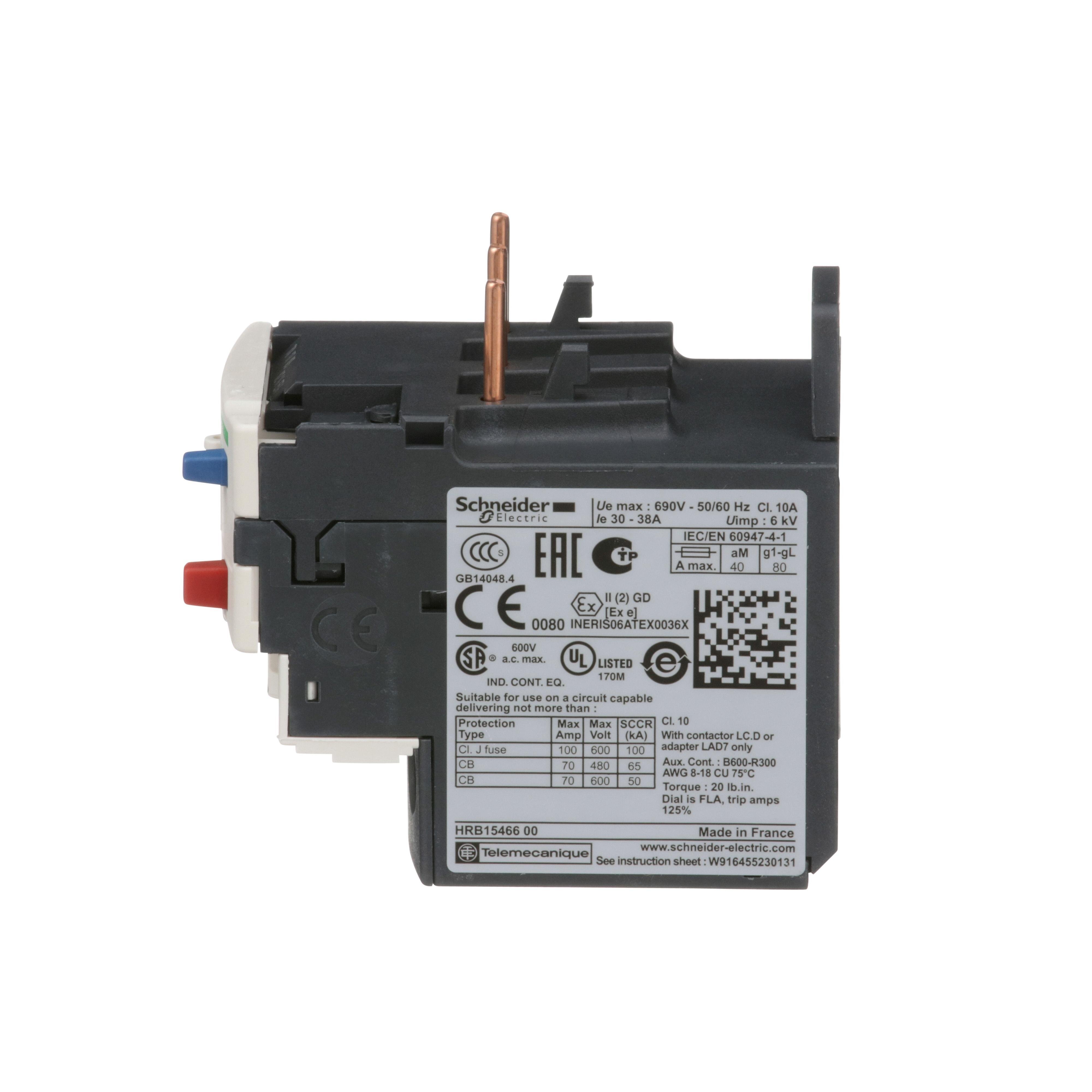 Picture of LRD35 - TeSys Deca, thermal overload relay, 30 to 38 A, class 10A