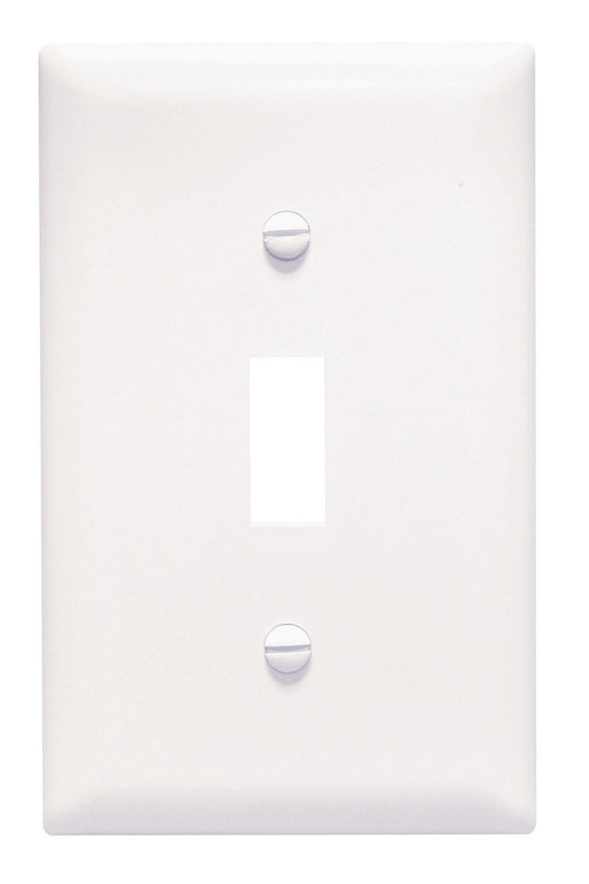 TPJ1W - TradeMaster® Jumbo 1-Gang Nylon Wall Plate, 1 Toggle Switch Opening, White