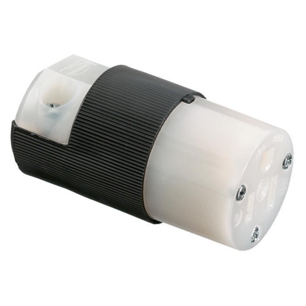 HBL5269C - Straight Blade Devices, Female Connector Body, Insulgrip Heavy Duty, Industrial/Commercial Grade, Straight, 2- Pole 3-Wire Grounding, 15A 125V, 5-15R, Black and White, Single Pack