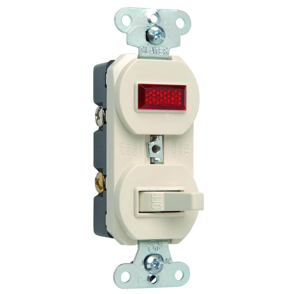 692-LAG - Single-Pole Combination Switch and Pilot Light, Light Almond