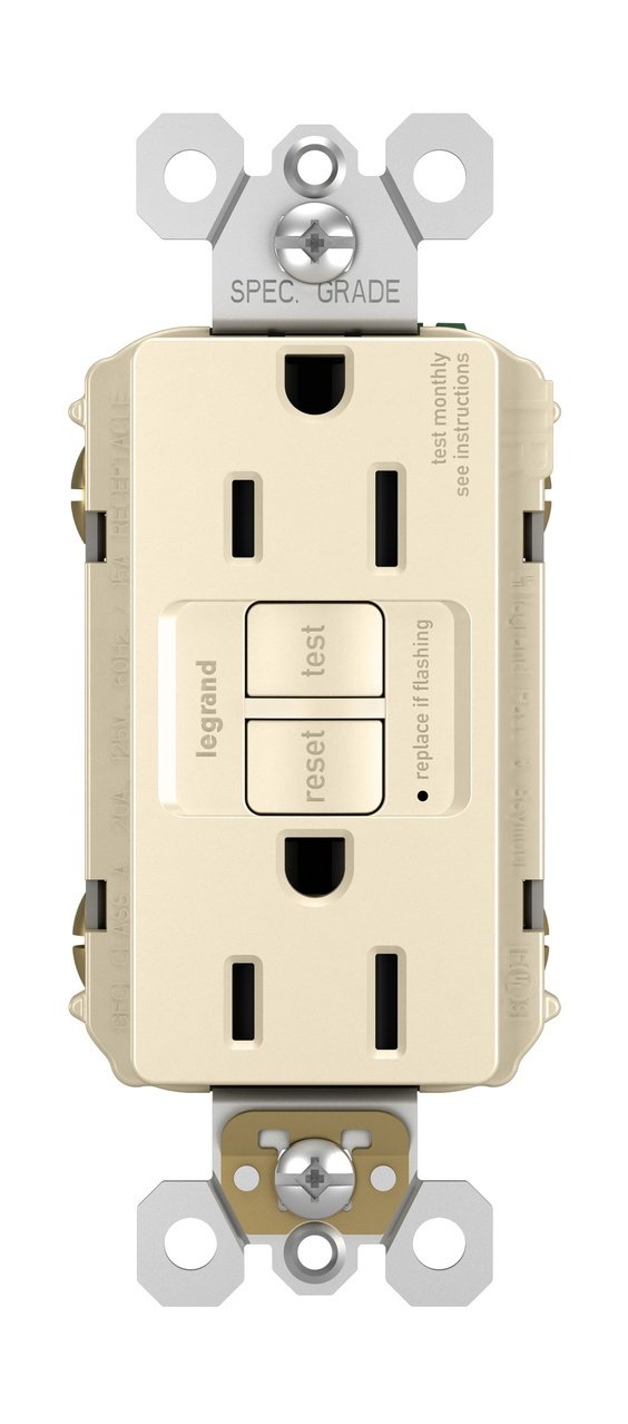 Picture of 1597-TRLA - radiant® Tamper-Resistant 15A Duplex Self-Test GFCI Receptacles with SafeLock® Protection, Light Almond