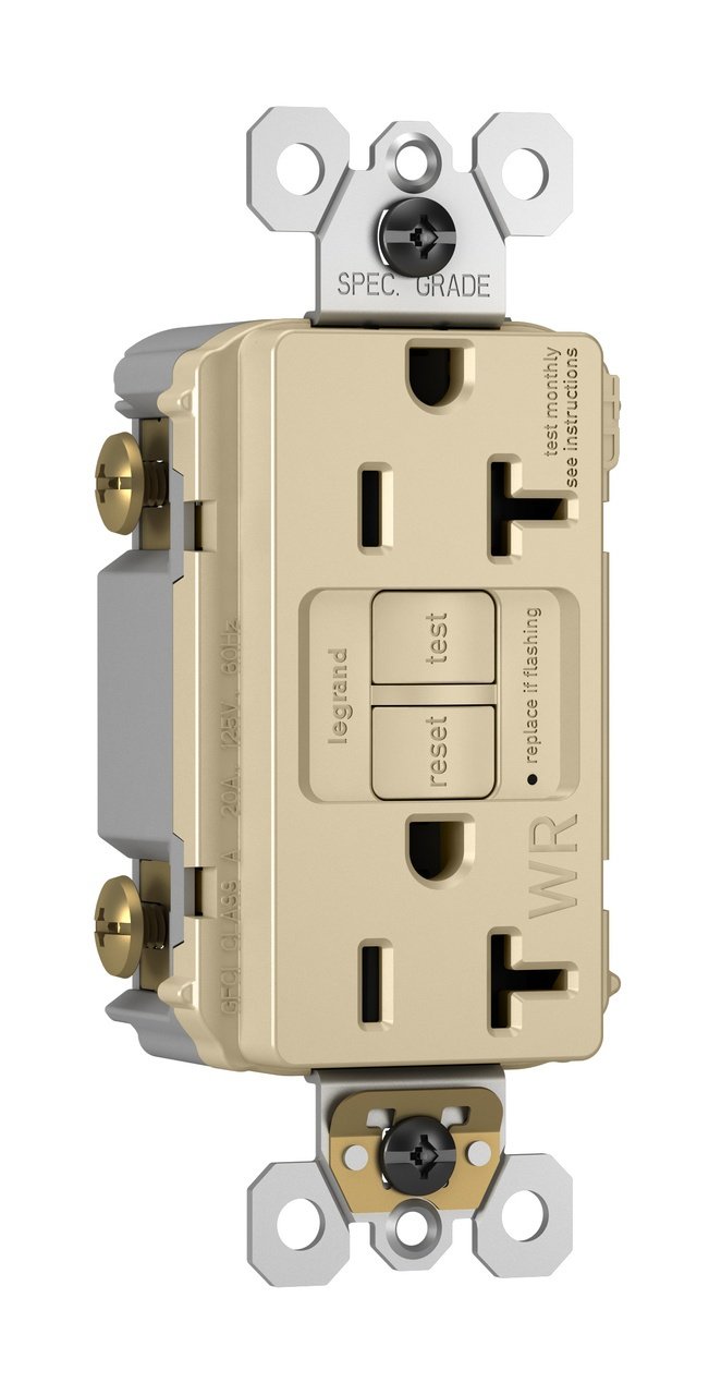 Picture of 2097-TRWRI - radiant® Tamper-Resistant Weather-Resistant 20A Duplex Self-Test GFCI Receptacles with SafeLock® Protection, Ivory