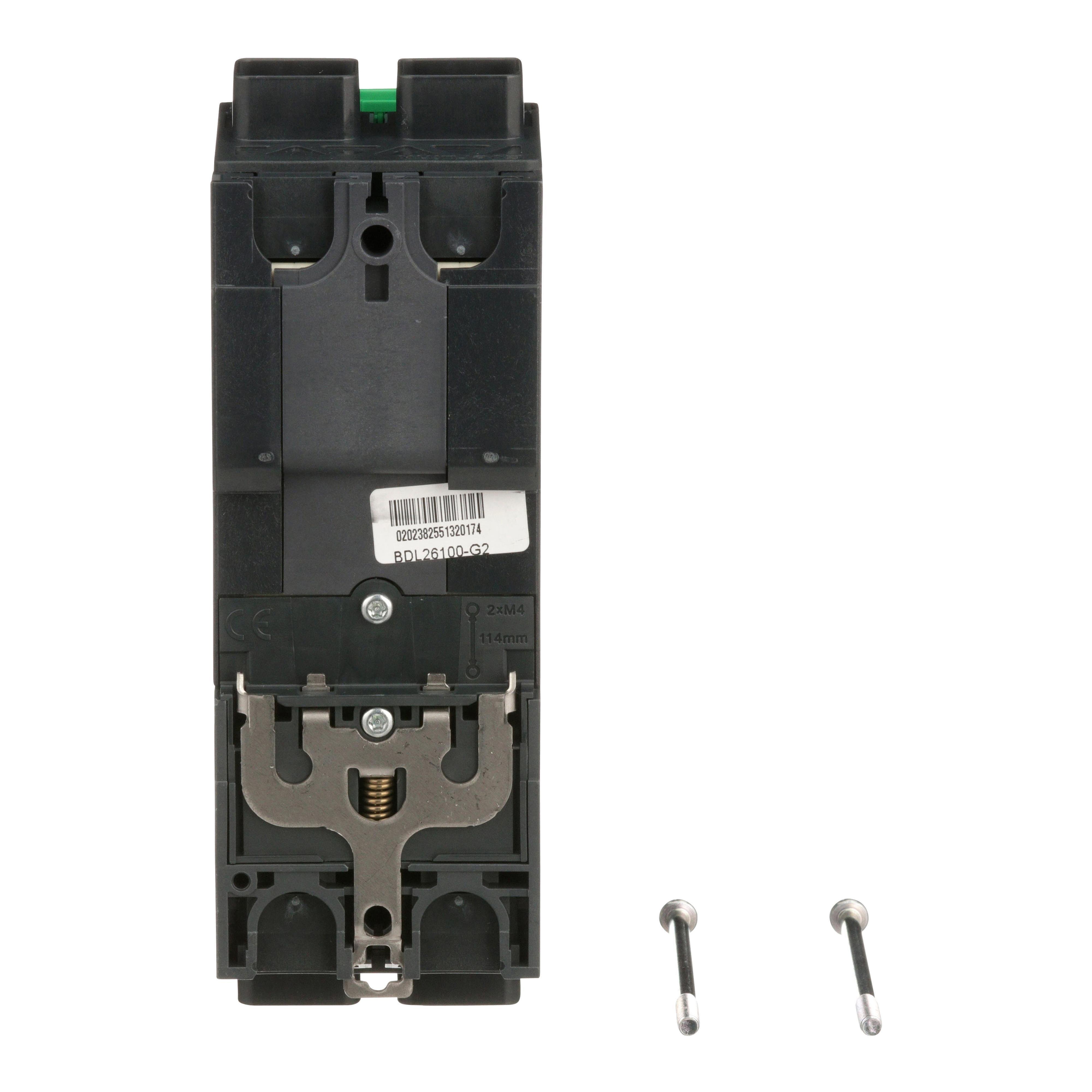 Picture of BDL26100 - Circuit breaker, PowerPacT B, 100A, 2 pole, 600Y/347VAC, 14kA, lugs, thermal magnetic, 80%