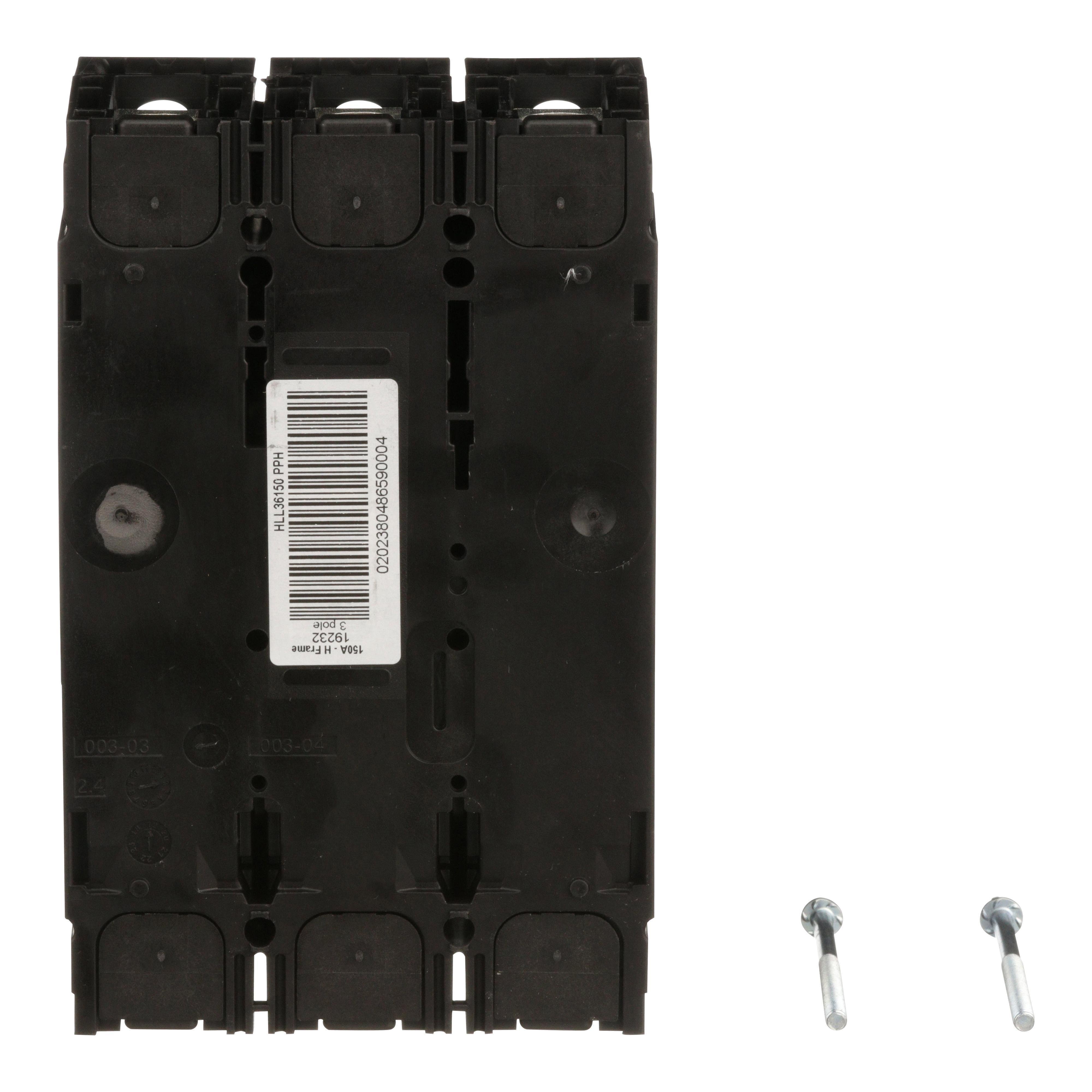 Picture of HLL36150 - Circuit breaker, PowerPacT H, 150A, 3 pole, 600VAC, 50kA, lugs, thermal magnetic, 80%