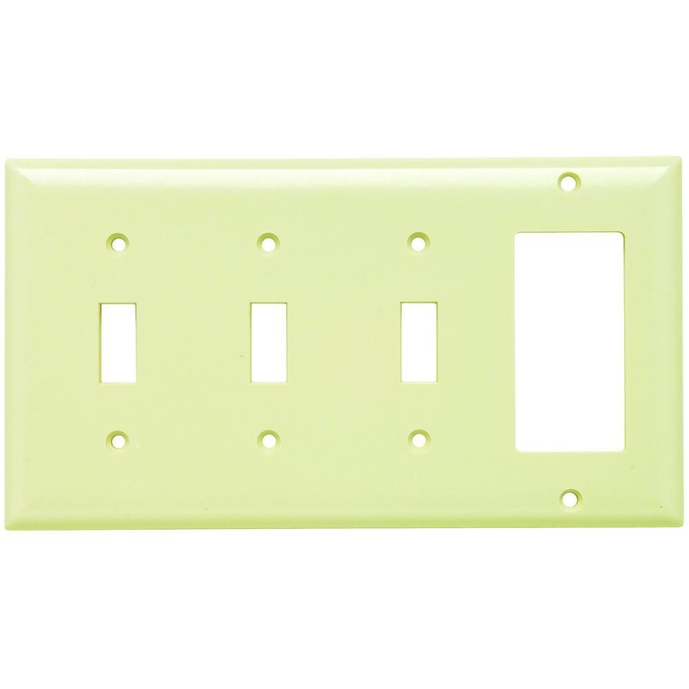 SP326-I - Combination Openings, 3 Toggle Switch and 1 Decorator, Four Gang, Ivory