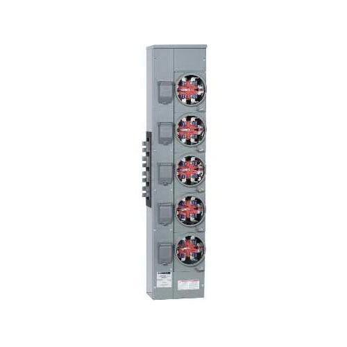 Picture of EZMH315125CUX - Branch unit, EZ Meter-Pak, 125A, 5 x 5 jaw sockets, 208Y/120VAC, horn bypass, ringless, 1200A Cu busbar