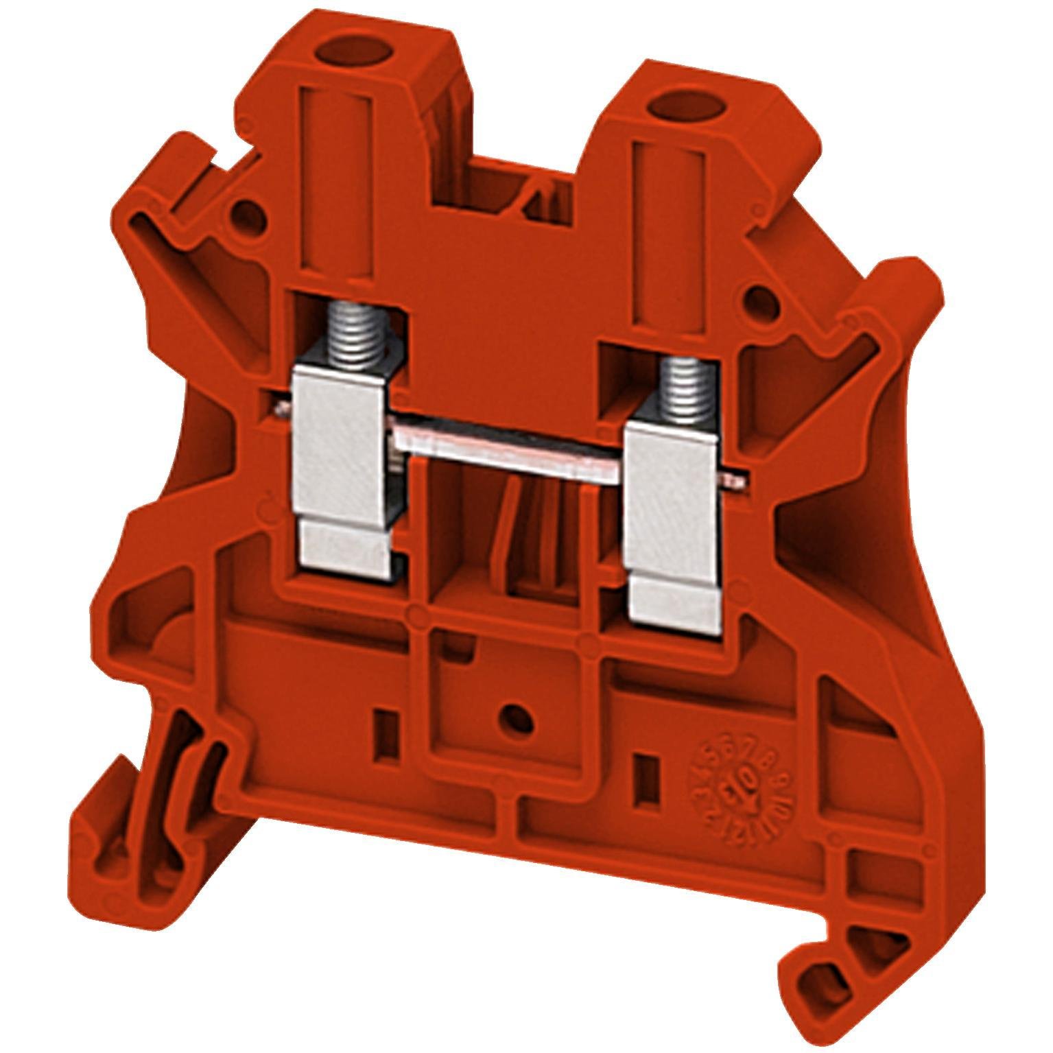 NSYTRV42RD - Terminal Blocks, Linergy, feed through, 30A, 600V, screw termination, 2 points, 26AWG to 10AWG, red
