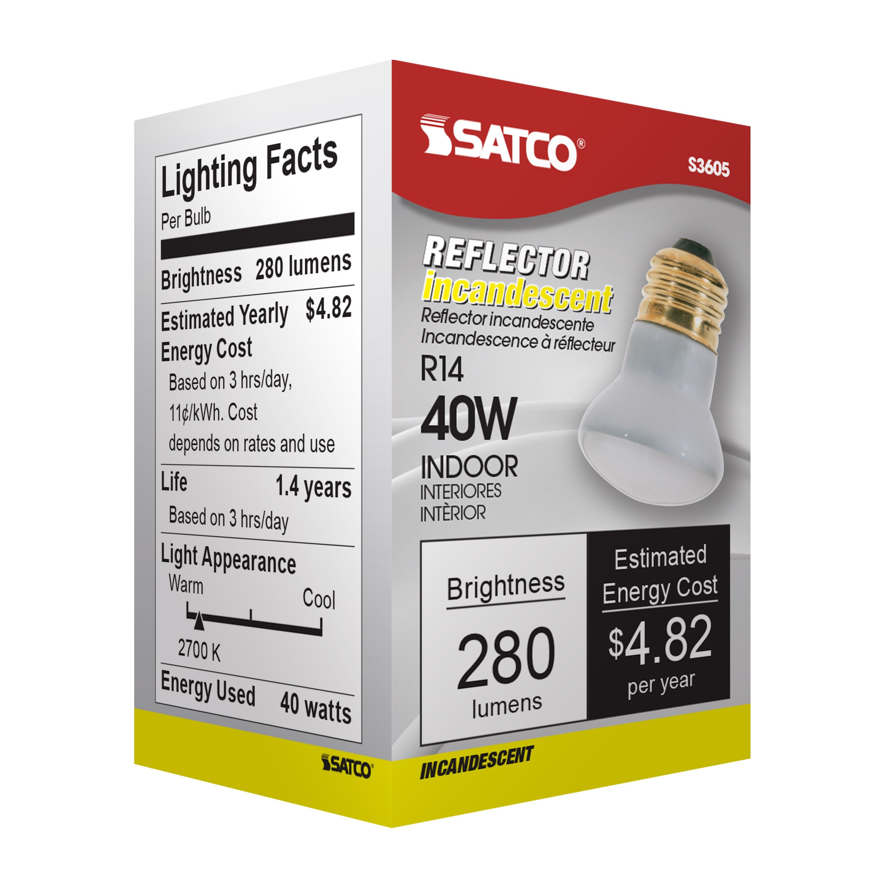 Picture of S3604 - 25 Watt R14 Incandescent - Translucent - 1500 Average rated hours - 135 Lumens - Medium base - 120 Volt
