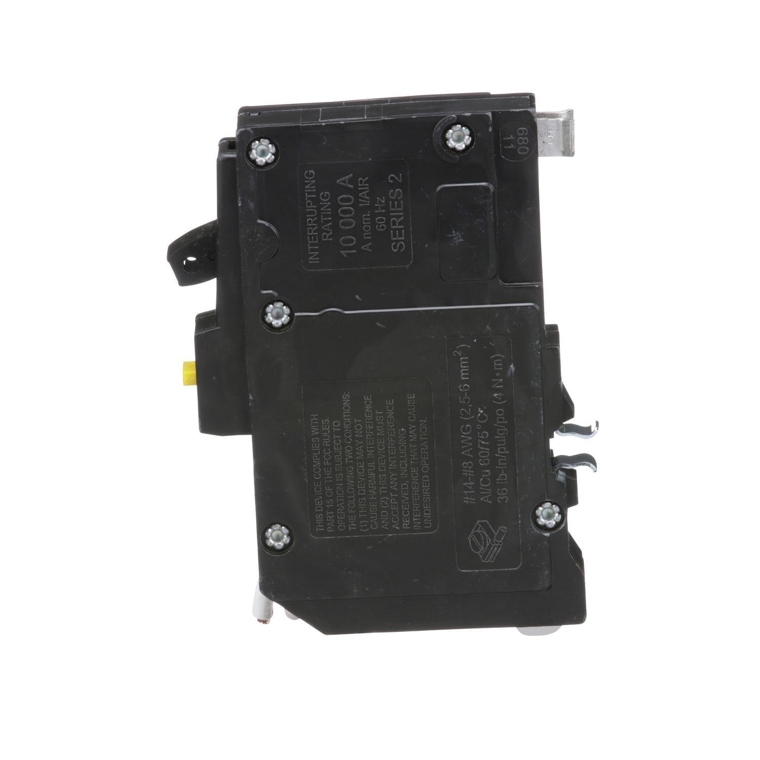 Picture of QO120GFI - [TAA] Mini circuit breaker, QO, 20A, 1 pole, 120VAC, 10kA, plug in, 6mA grd fault A, pigtail