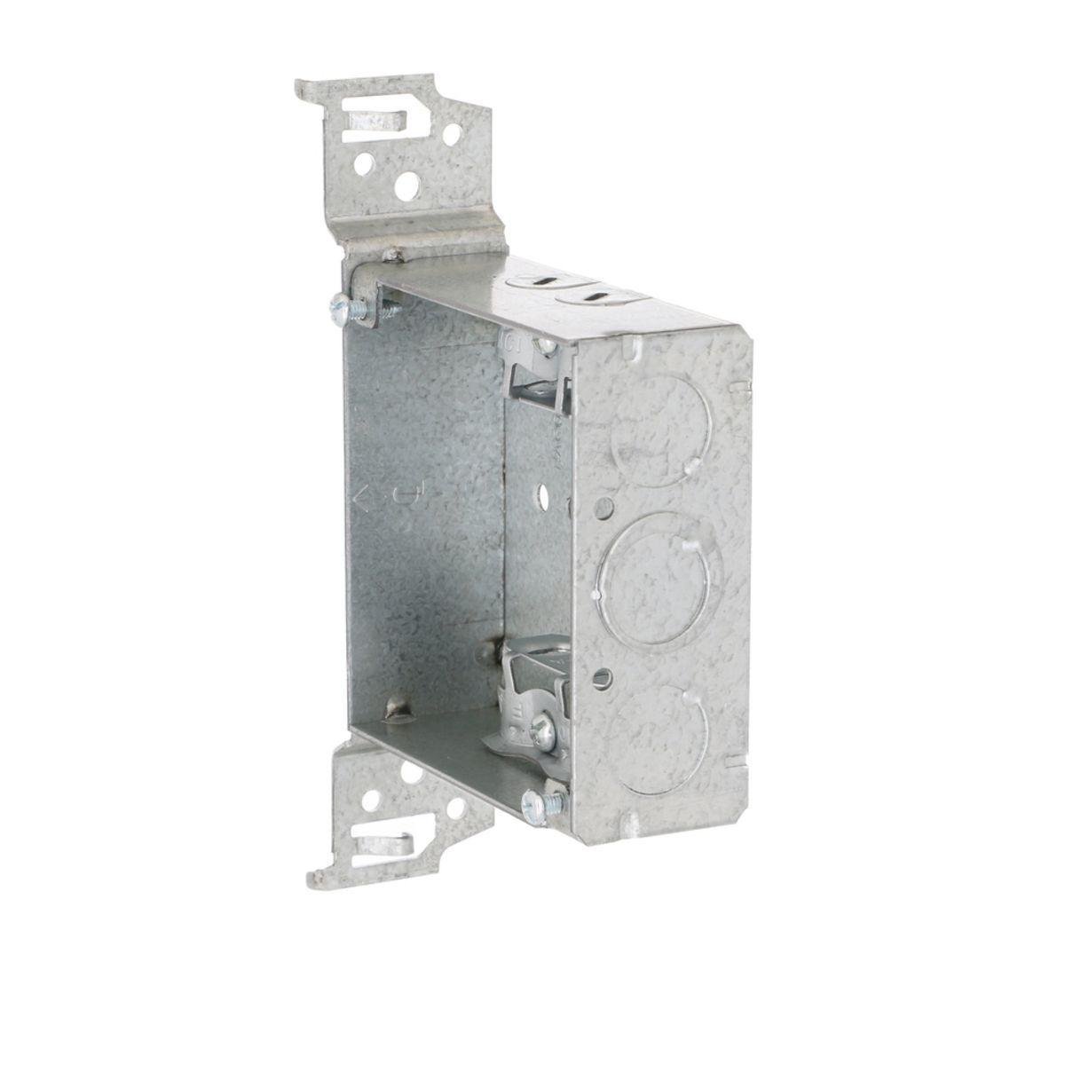 Picture of 218 - 4 in. Square Box, Welded, 1-1/2 in. Deep with AC/MC/Flex Clamps, Three 1/2 in. KO's and One TKO, UBS, FS Bracket, Flush