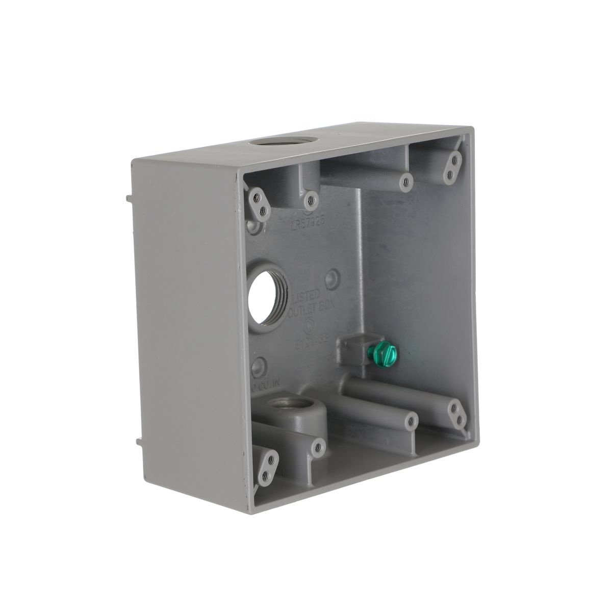5333-0 - 2-Gang Weatherproof Box, Three 1/2 in. Threaded Outlets, Gray