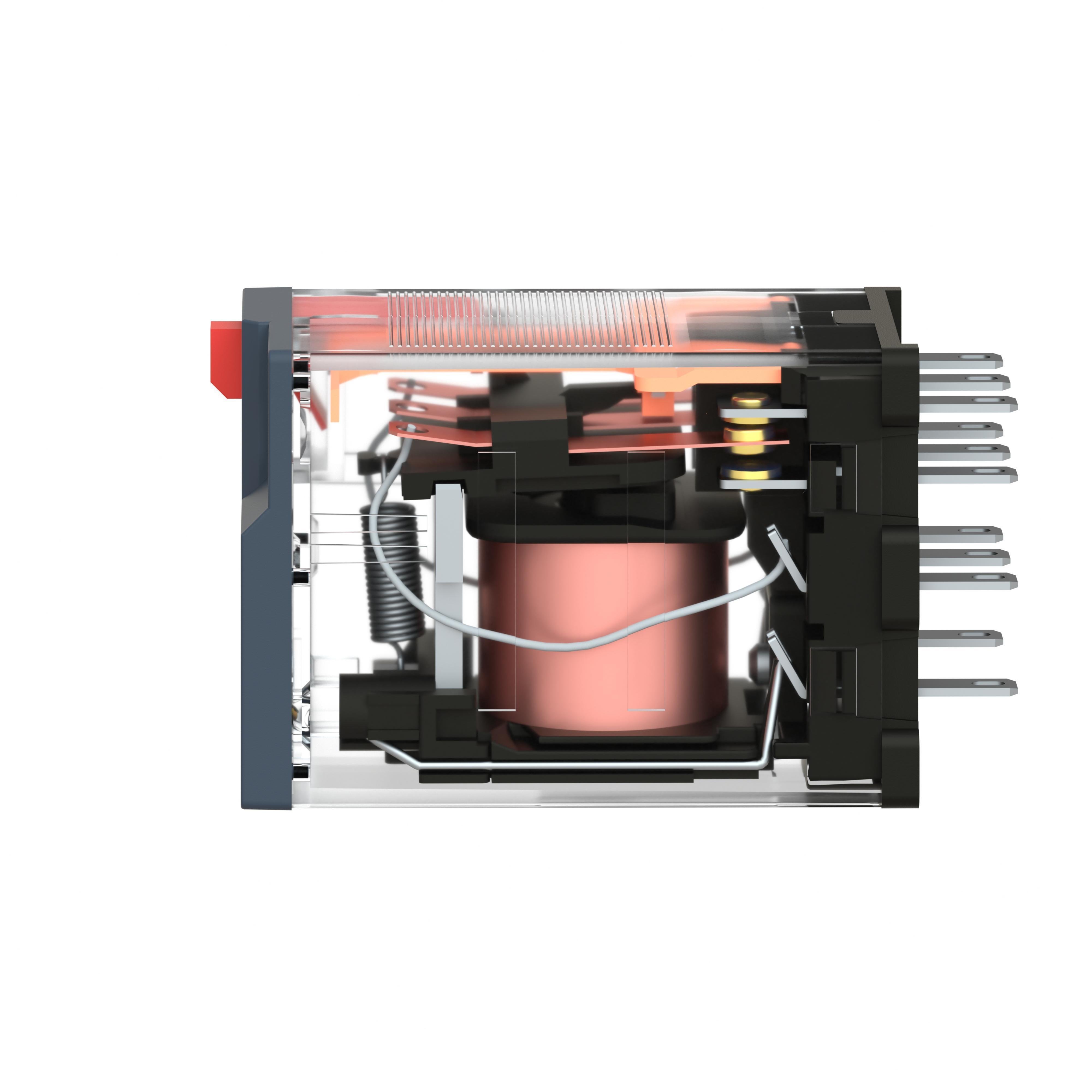 Picture of RXM3AB2F7 - miniature plug in relay, Harmony Electromechanical Relays, 10A, 3CO, with LED, lockable test but to n, 120V AC