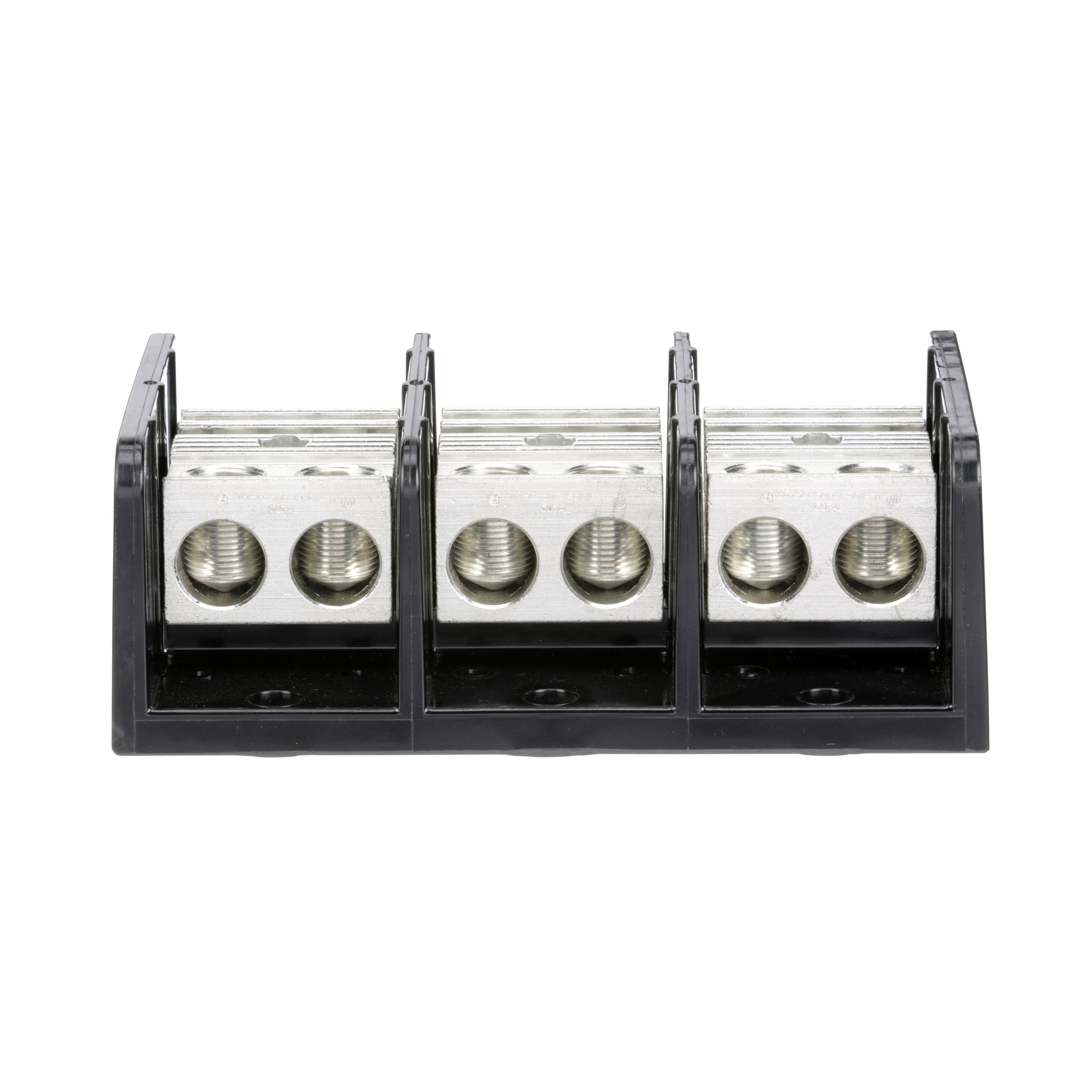 Picture of 9080LBA365208 - Power distribution block, Linergy, 3 pole, 2 line, 8 load, 760A Cu, 620A Al, 600V