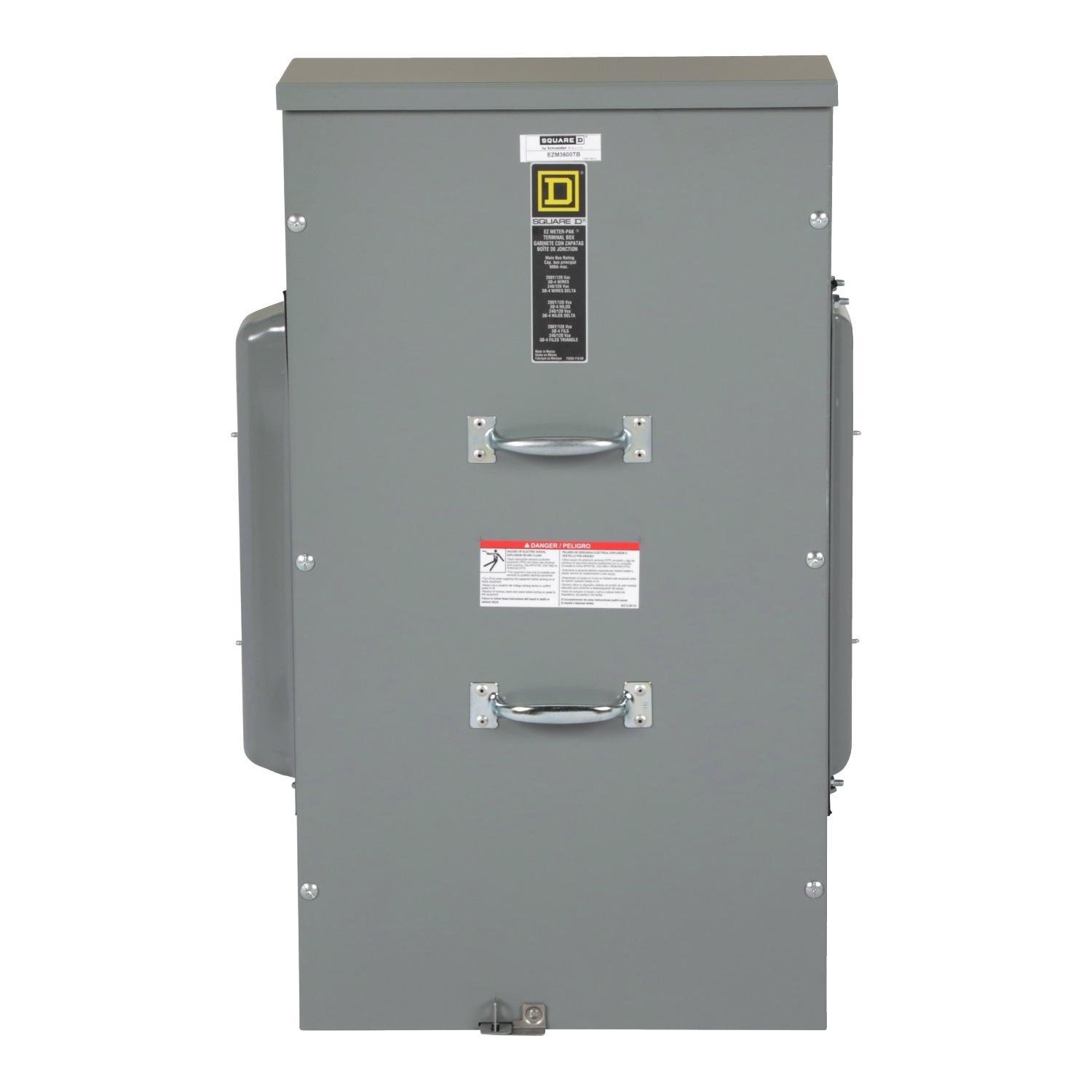 EZM3600TB - Main lugs unit, EZ Meter-Pak, 600A, 240VAC max, 3ph/4W, 800A bus, OH/UG, Type 3R