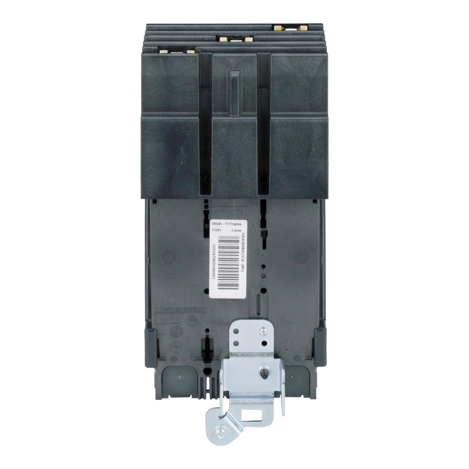 Picture of HDA36060U31X - Circuit breaker, PowerPacT H, 60A, 3 pole, 600VAC, 14kA, I-Line, Micrologic 3.2, 80%, ABC