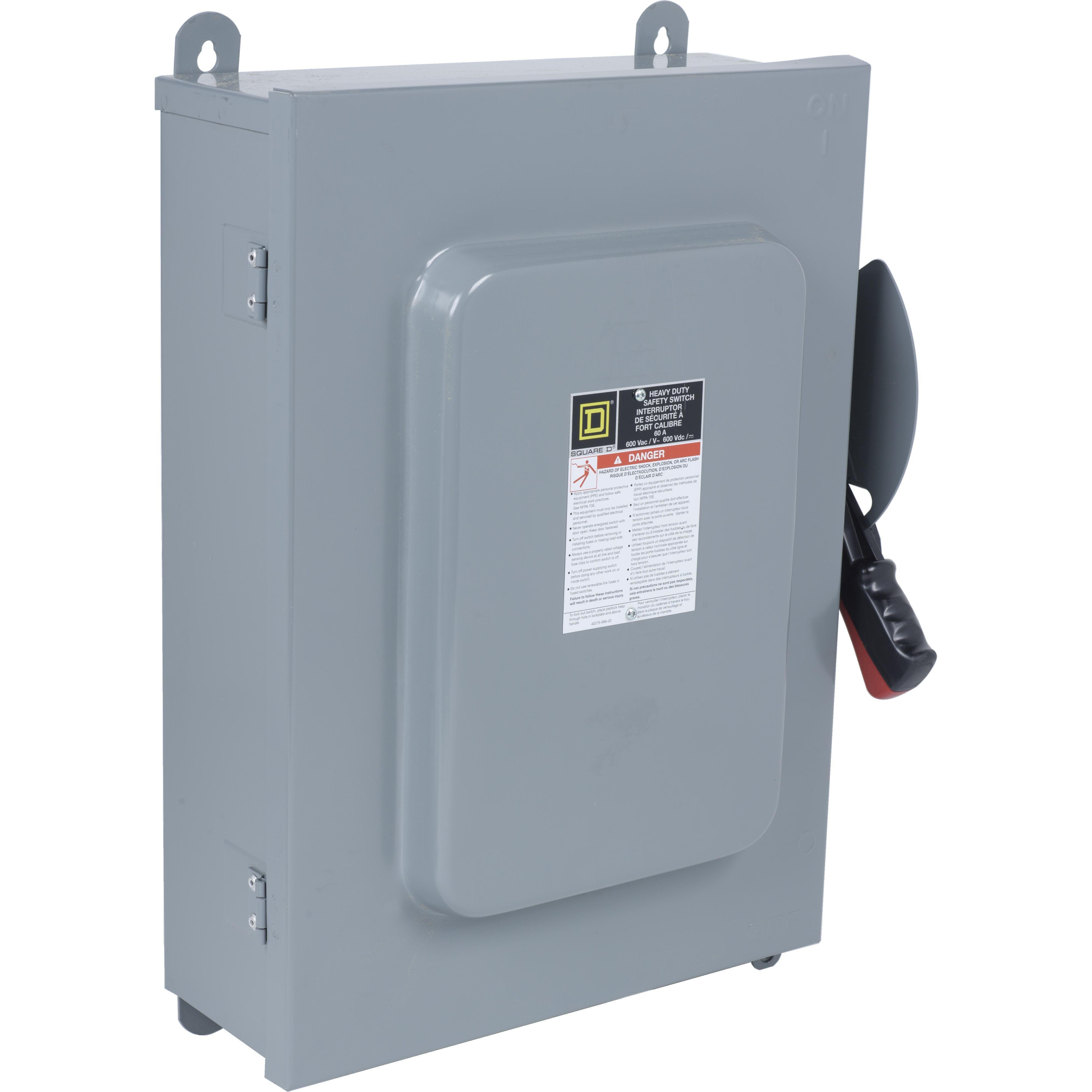 HU662AWK - Safety switch, heavy duty, non fusible, 60A, 6 pole, 60hp, 600VAC/DC, NEMA 12