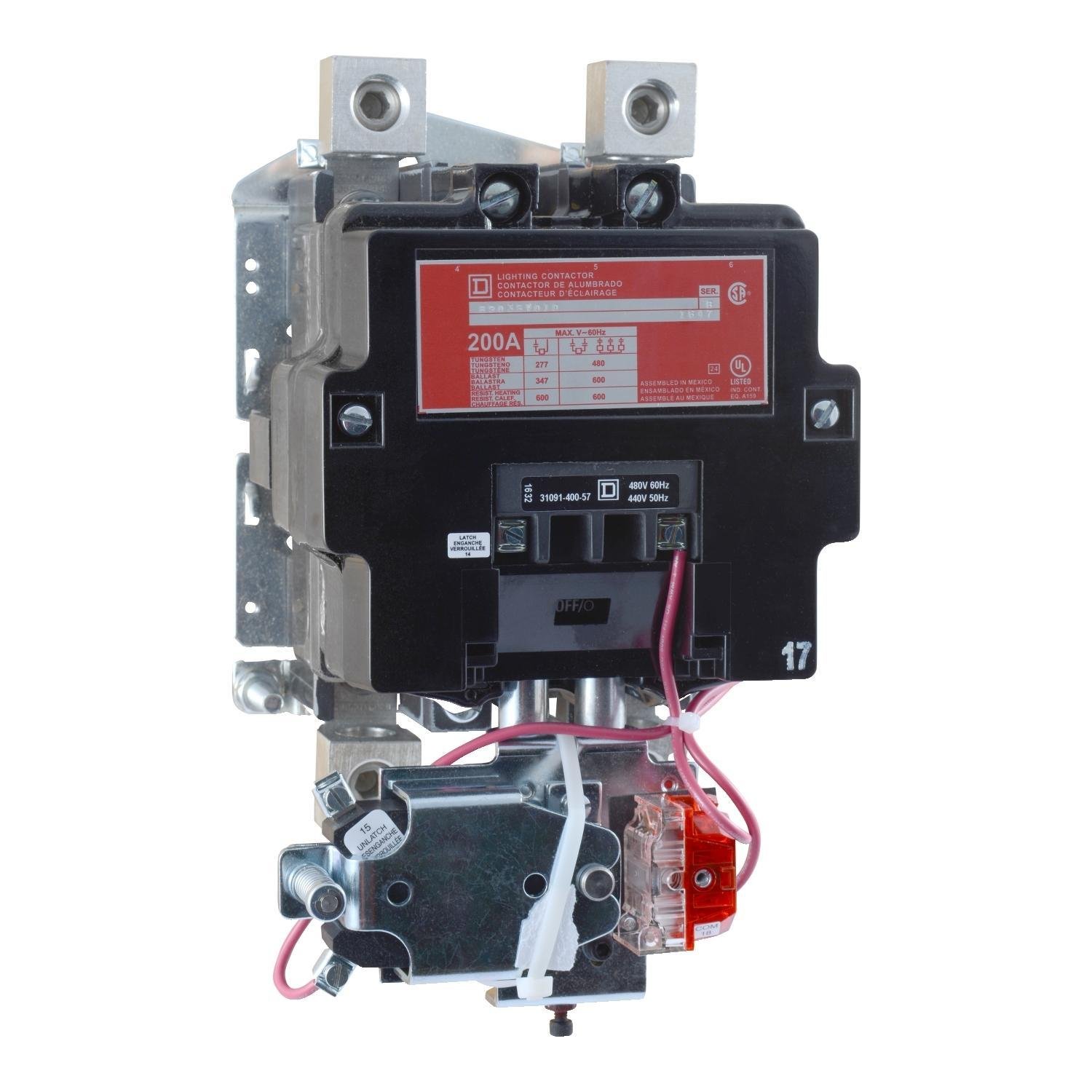 8903SVO11V02 - Contactor, Type S, multipole lighting, mechanically held, 200A, 3 pole, 110/120VAC 50/60Hz coil, open style [TAA]