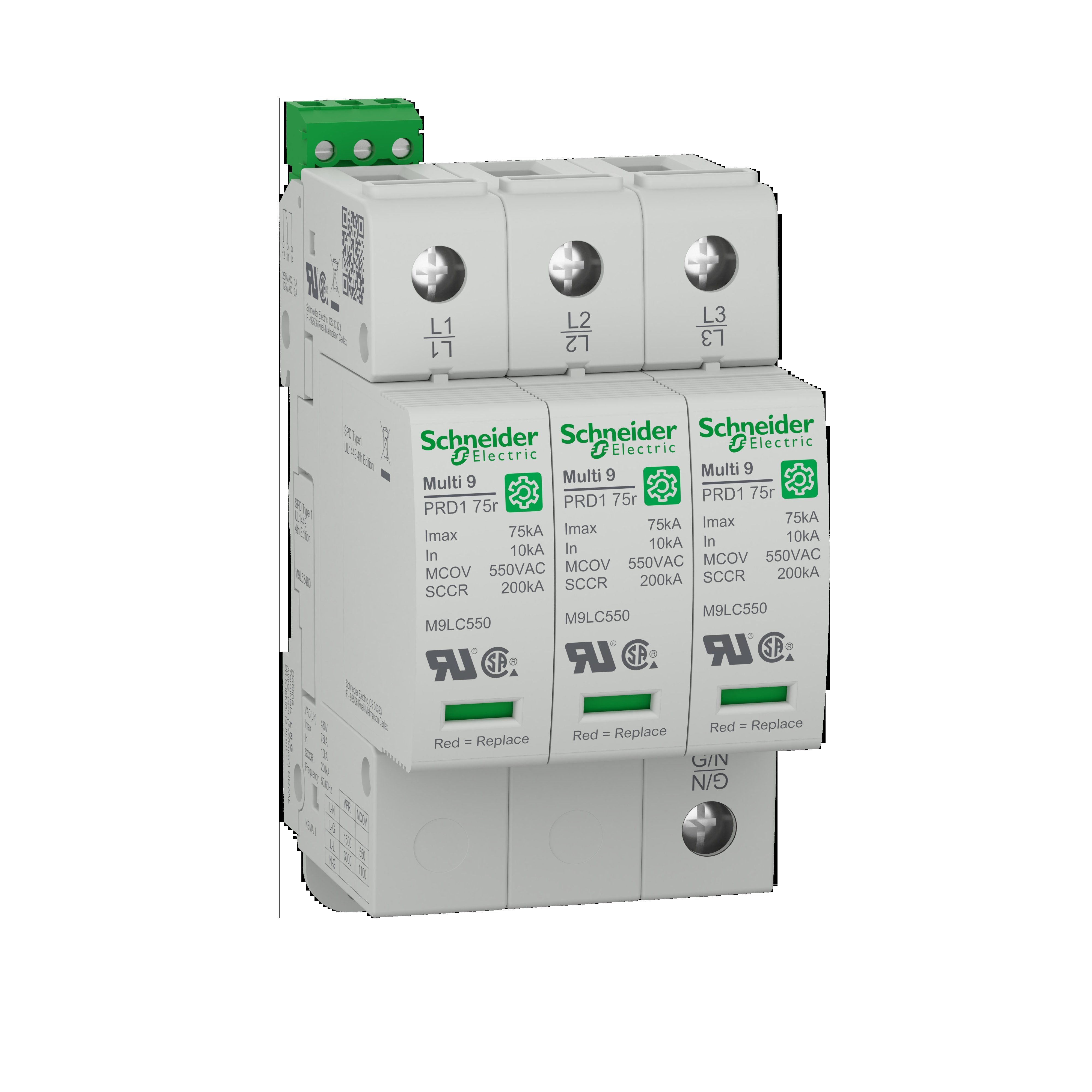 M9L53480 - surge arrester, Multi9 PRD1 75r, 3P, 480 V