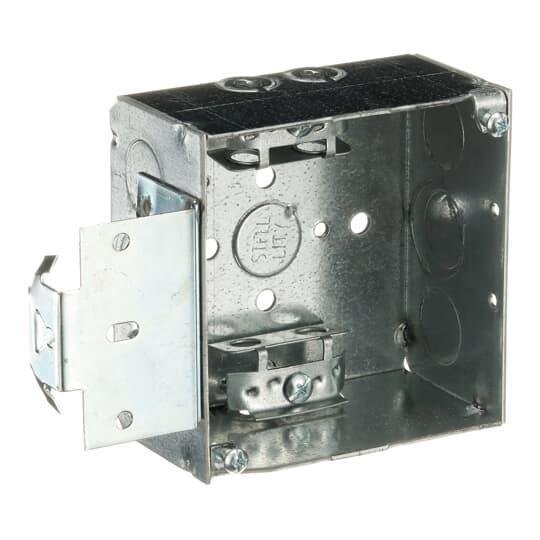 Picture of 52171 MSX - 4 Inch Square Box, 2-1/8 Inch Deep, 1/2 Inch and 3/4 Inch Eccentric Knockouts, Pre-Galvanized Steel