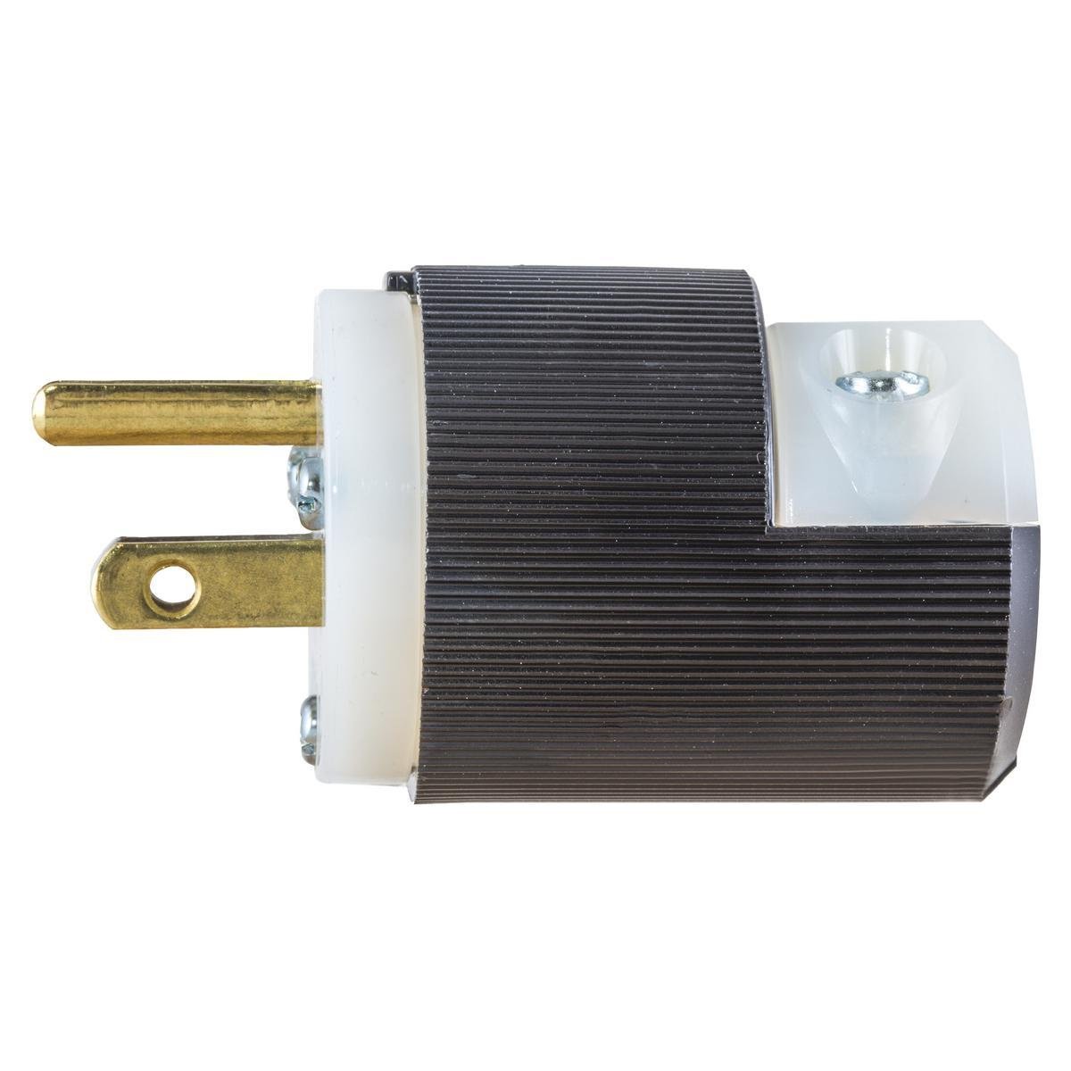 Picture of HBL5266C - Straight Blade Devices, Male Plug, Insulgrip-Heavy Duty, Industrial/Commercial Grade, Straight, 2-Pole 3- Wire Grounding, 15A125V, 5-15P, Black and White, Single Pack