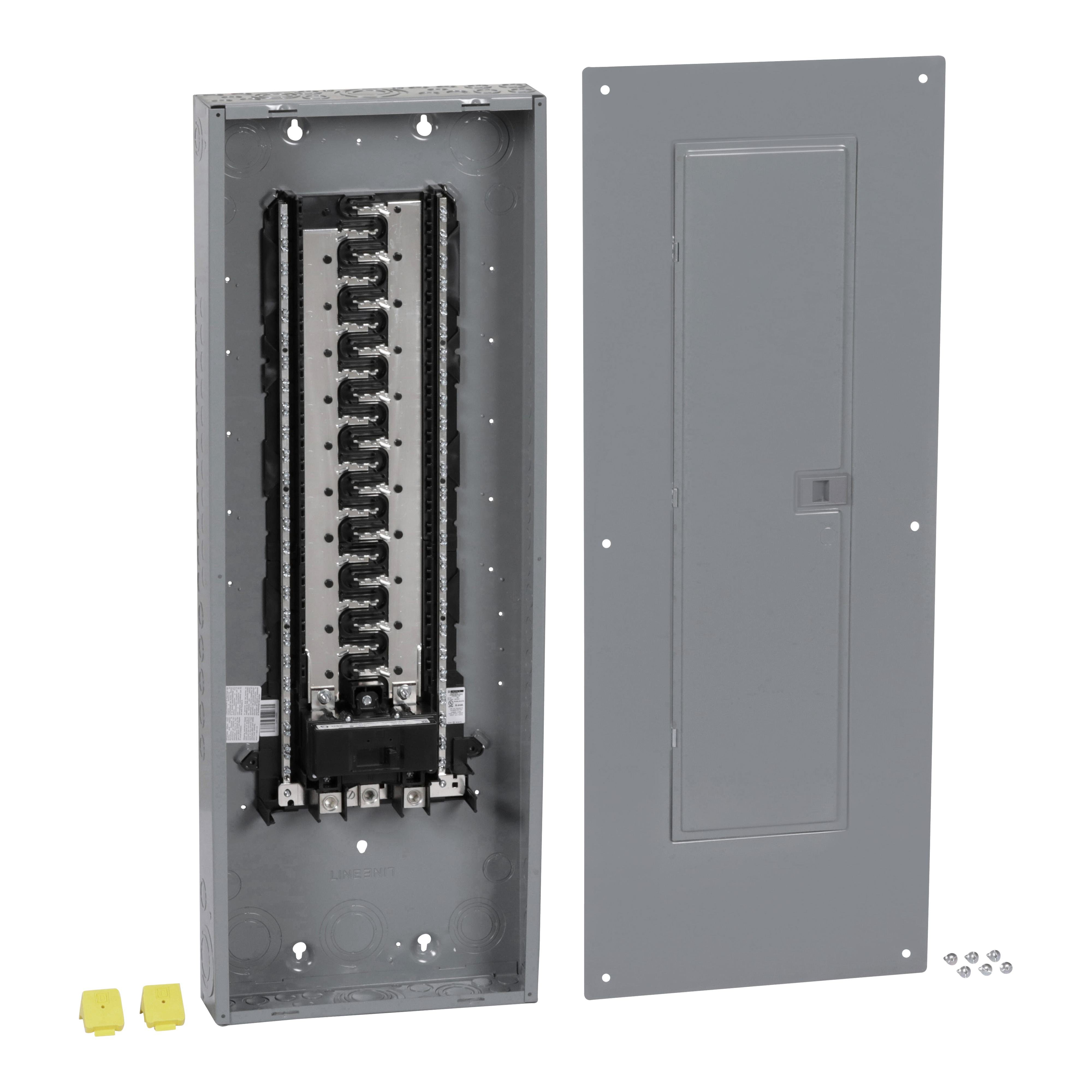 HOM4284M225PC - Load center, Homeline, 1 phase, 42 spaces, 84 circuits, 225A convertible main breaker, PoN, NEMA1, combo cover