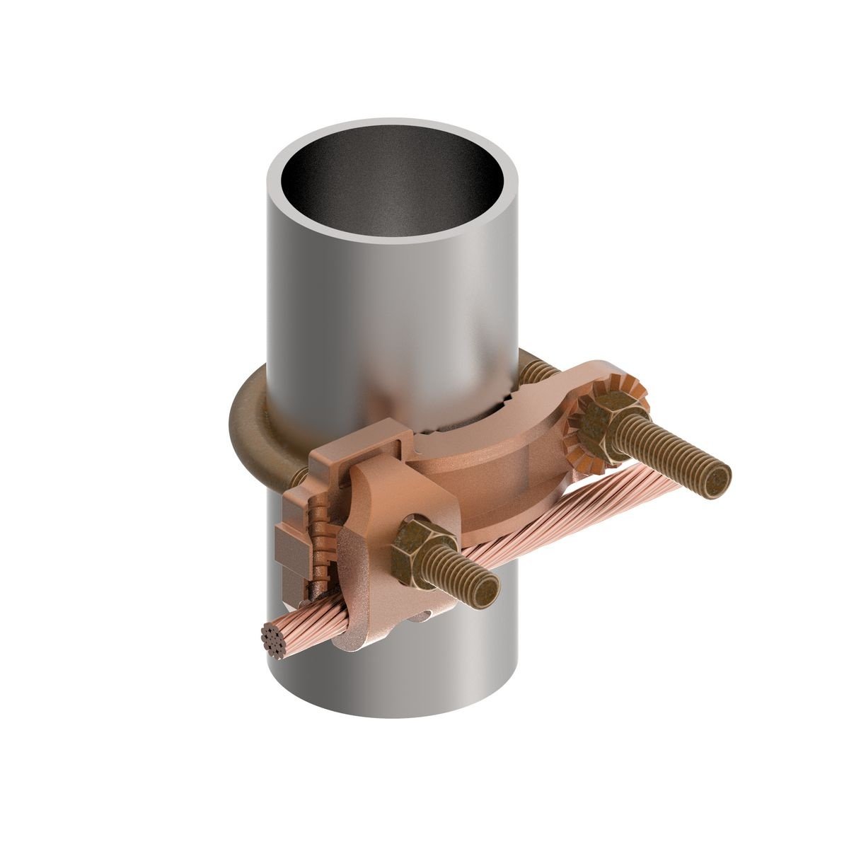 Picture of GAR3904BU - Mechanical Grounding Connector, Conductor to Water Pipe, 4-4/0 AWG, 2-1/2"-3-1/2" Pipe, 3/8" Stud