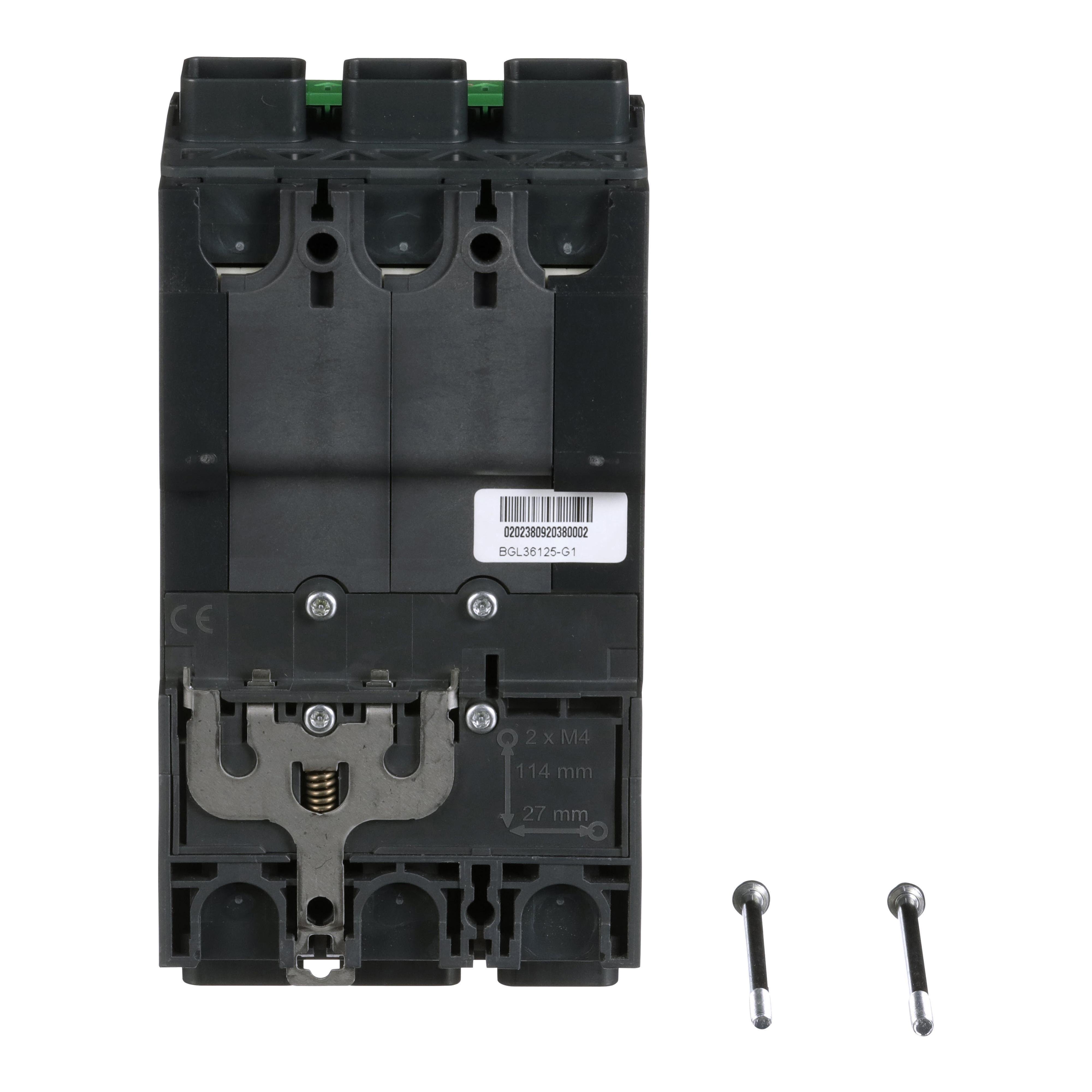 Picture of BGL36125 - Circuit breaker, PowerPacT B, 125A, 3 pole, 600Y/347VAC, 18kA, lugs, thermal magnetic, 80%