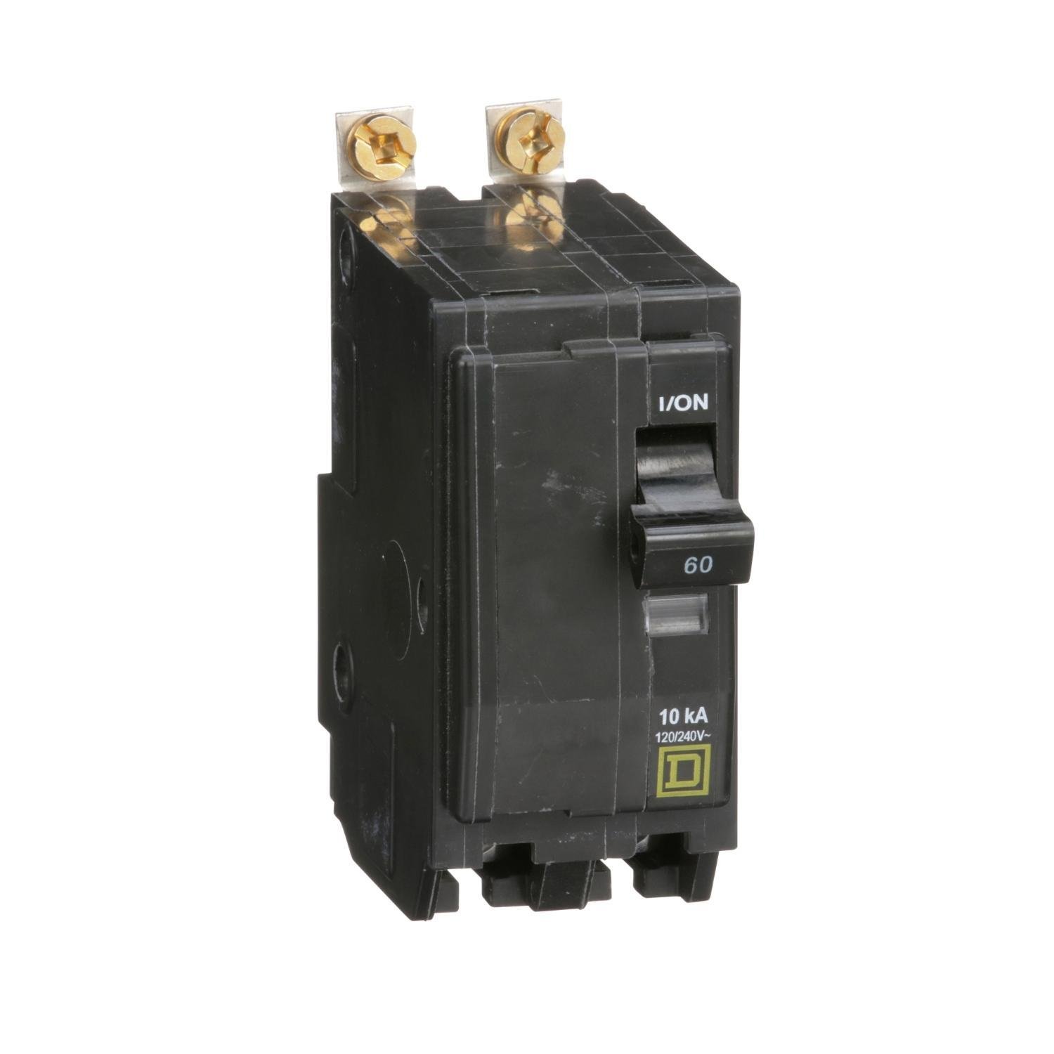QOB260 - Mini circuit breaker, QO, 60A, 2 pole, 120/240VAC, 10kA, bolt on