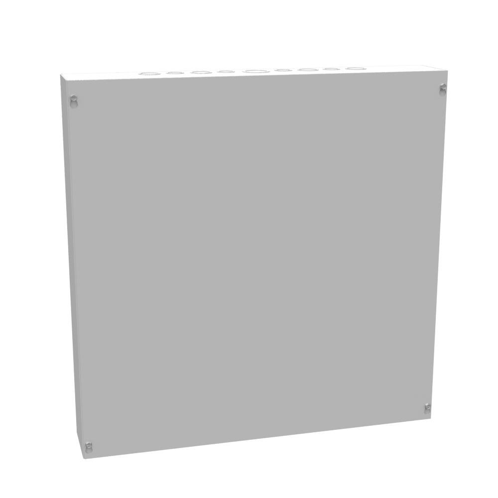 Picture of 24244-SC1 - 24X4X24 Screw Cover Type 1 UL Listed Steel Knockouts ANSI 61 Gray Cover With Teardrop Slots Mounting Holes In Back