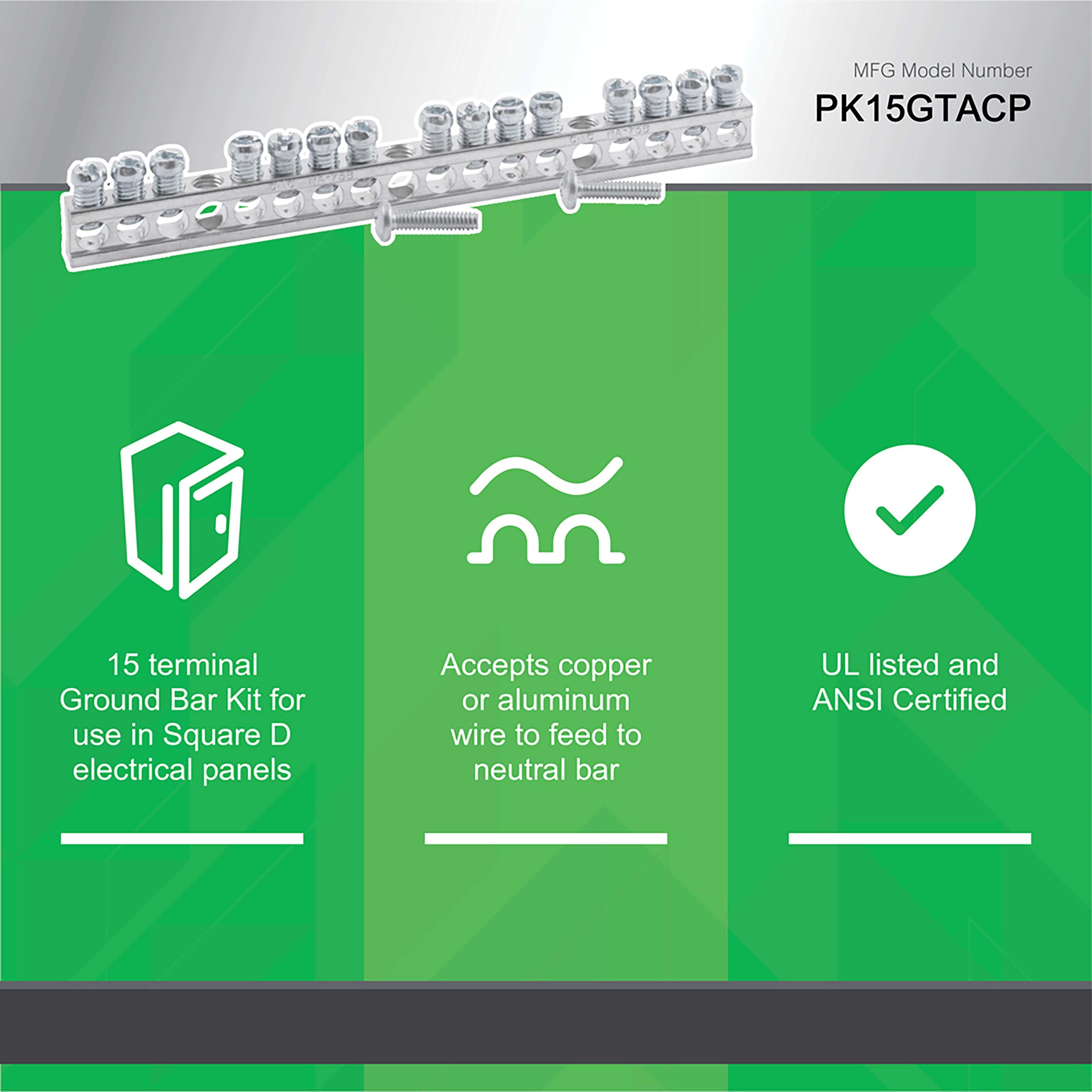 Picture of PK15GTA - Load center accessory, QO/Homeline, ground bar kit, 15 terminals