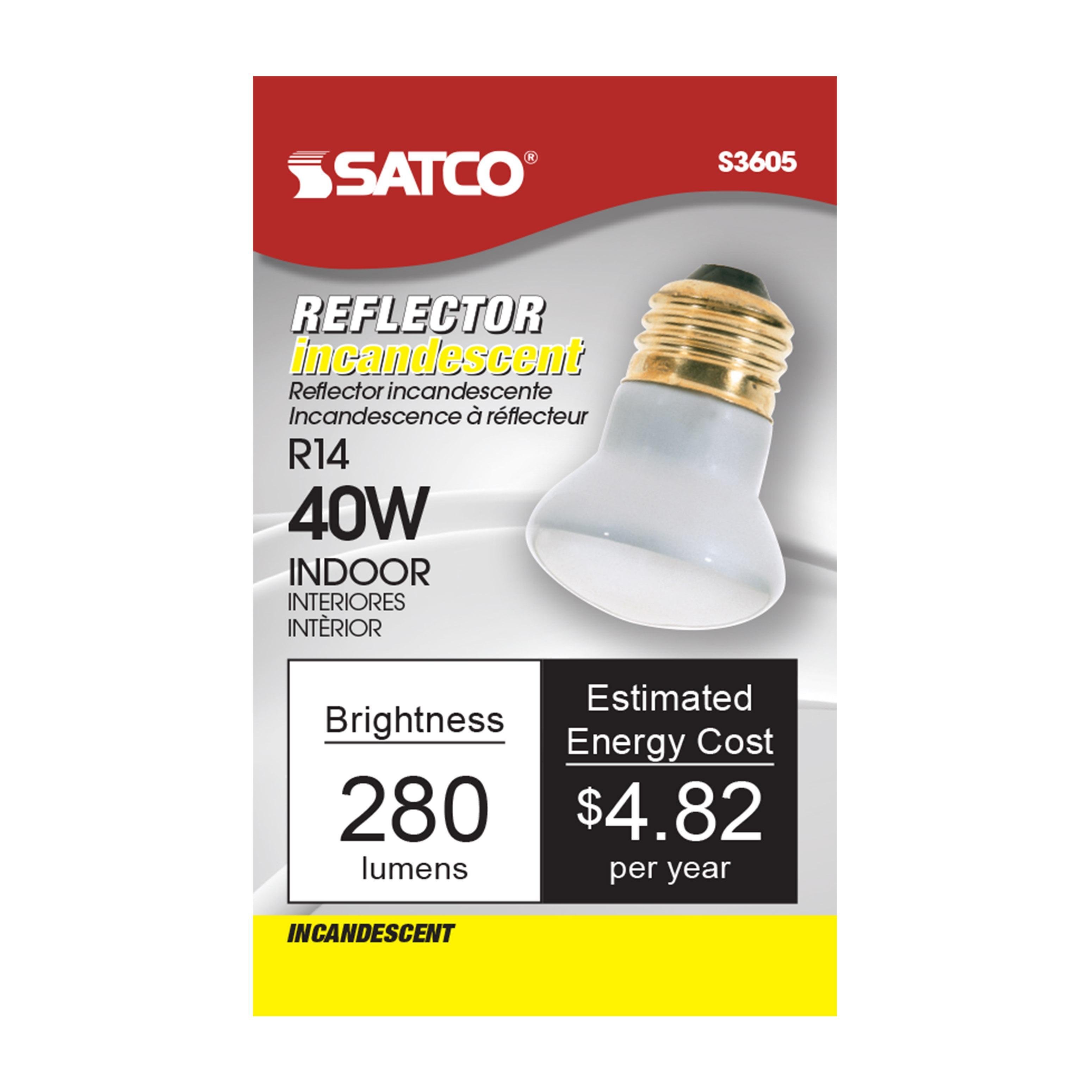 Picture of S3605 - 40 Watt R14 Incandescent - Clear - 1500 Average rated hours - 280 Lumens - Medium base - 120 Volt