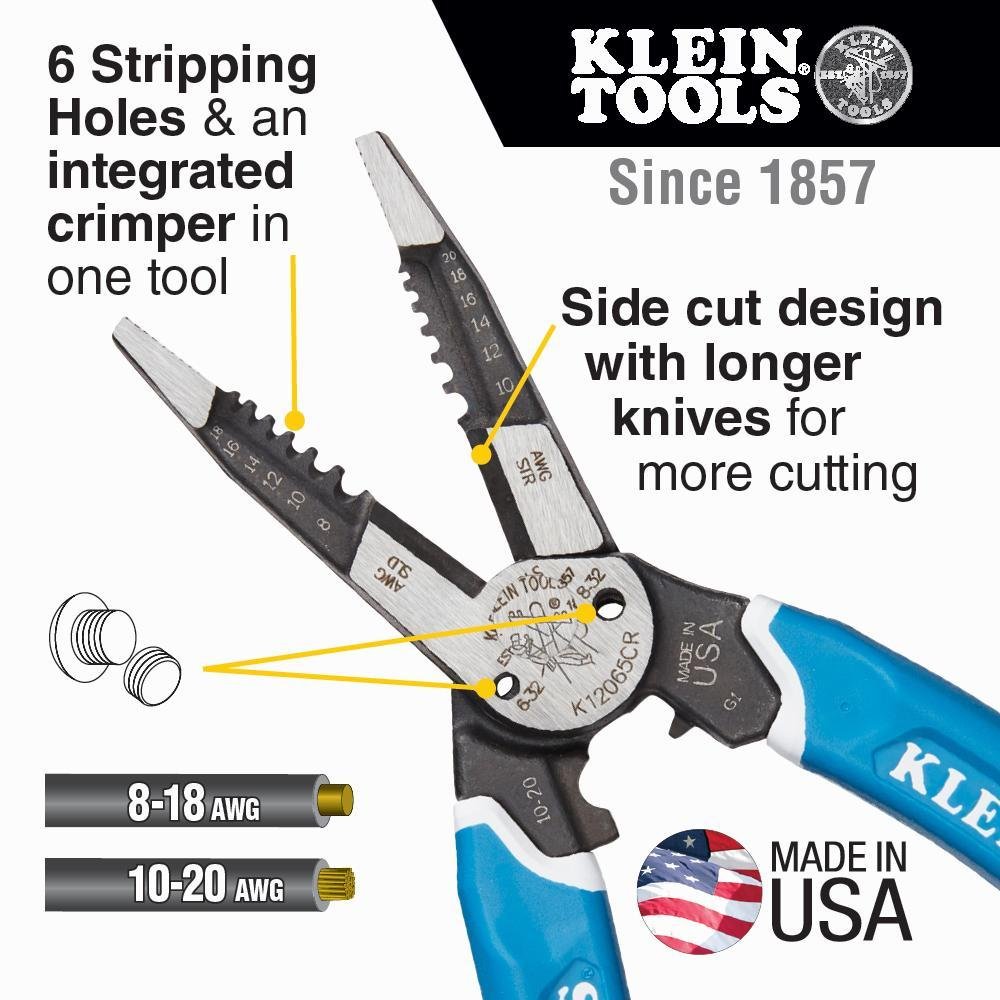 Picture of K12065CR - Klein-Kurve® Heavy-Duty Wire Stripper / Cutter / Crimper Multi Tool, 8-20 AWG