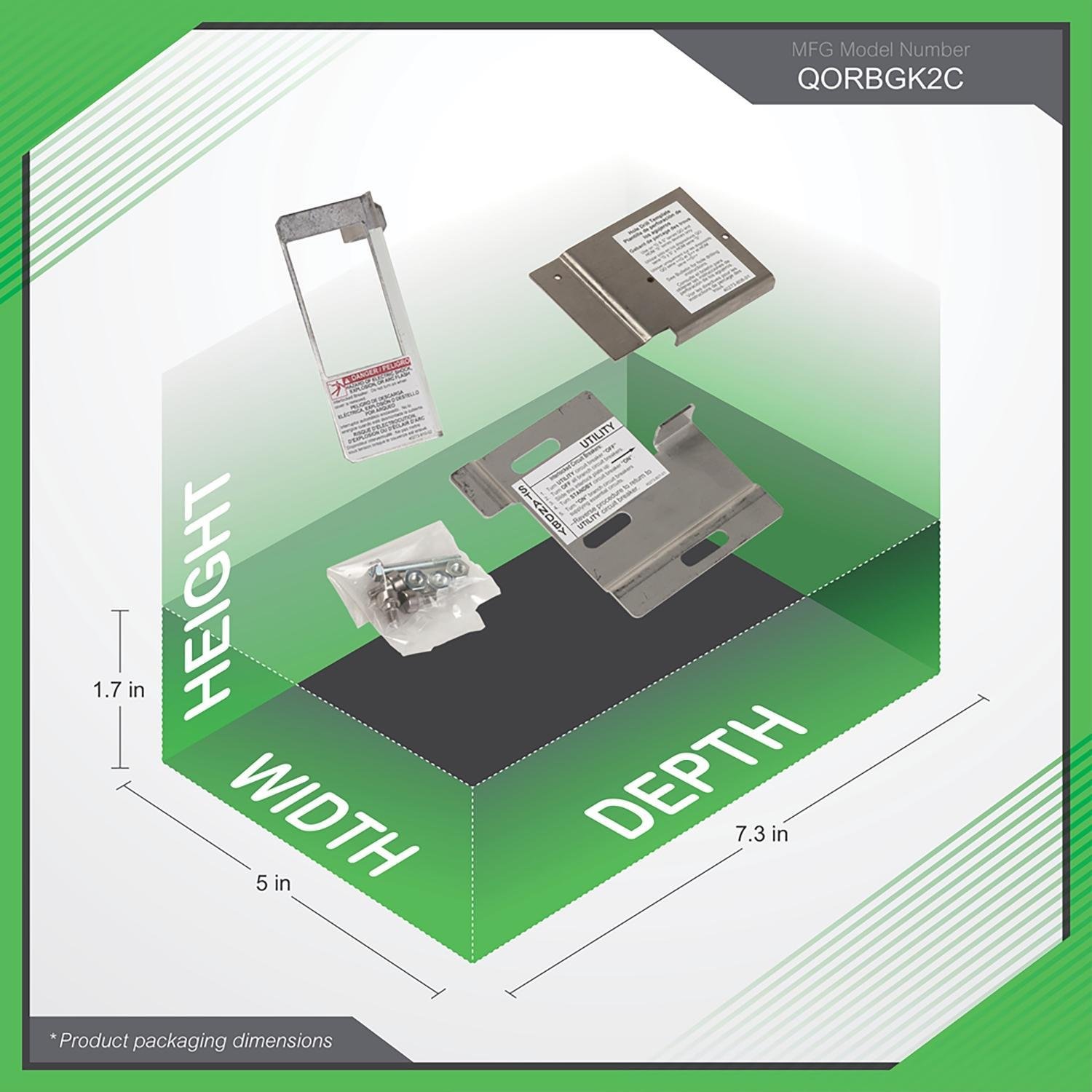 Picture of QORBGK2C - Load center accessory, QO, generator interlock kit, 150A to 225A, 2 pole, use with QOM2, retaining kit, clamshell