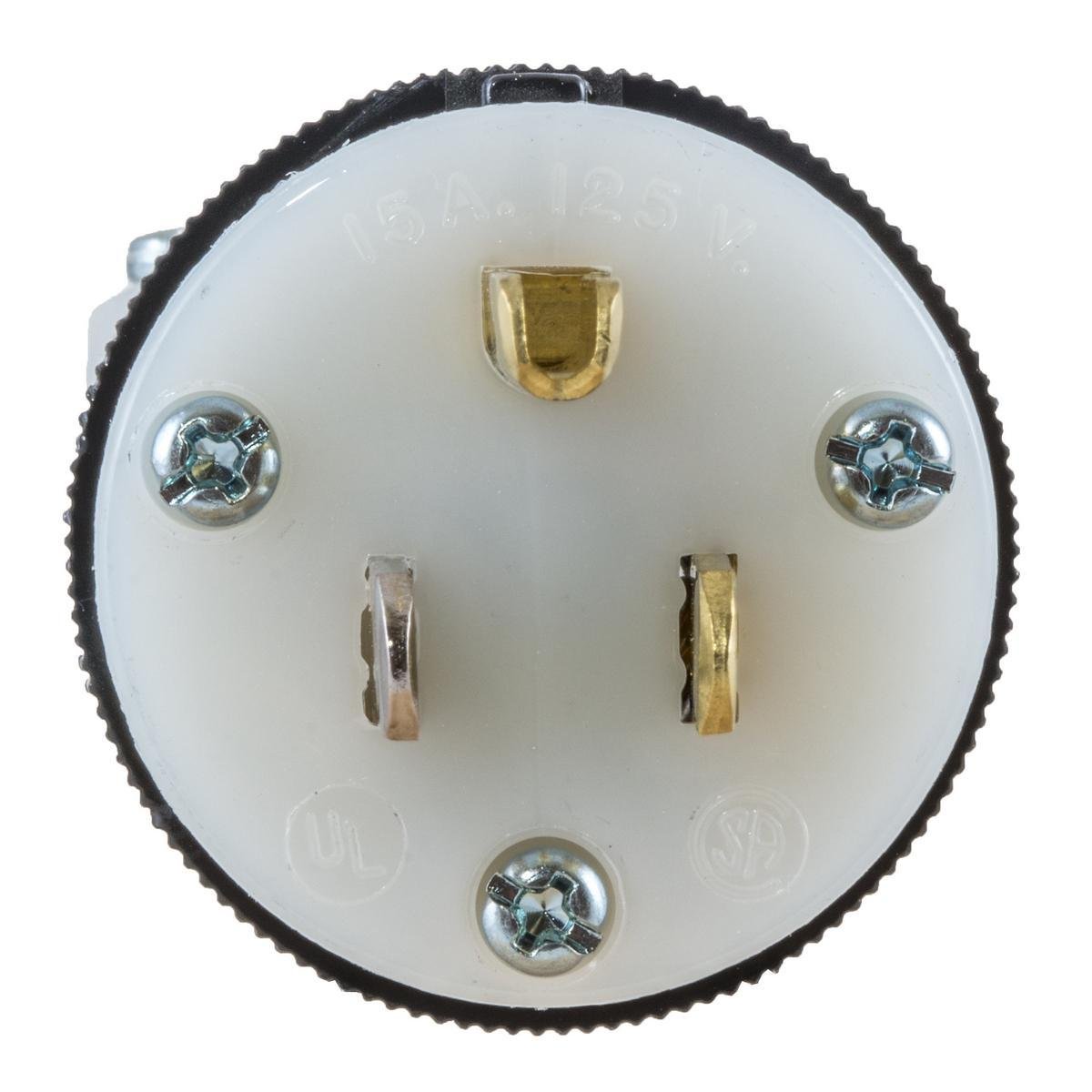 Picture of HBL5266C - Straight Blade Devices, Male Plug, Insulgrip-Heavy Duty, Industrial/Commercial Grade, Straight, 2-Pole 3- Wire Grounding, 15A125V, 5-15P, Black and White, Single Pack