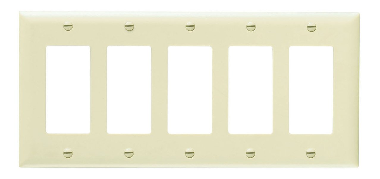 TP265-I - TradeMaster® 5-Gang Nylon Wall Plate, 5 Decorator Openings, Ivory