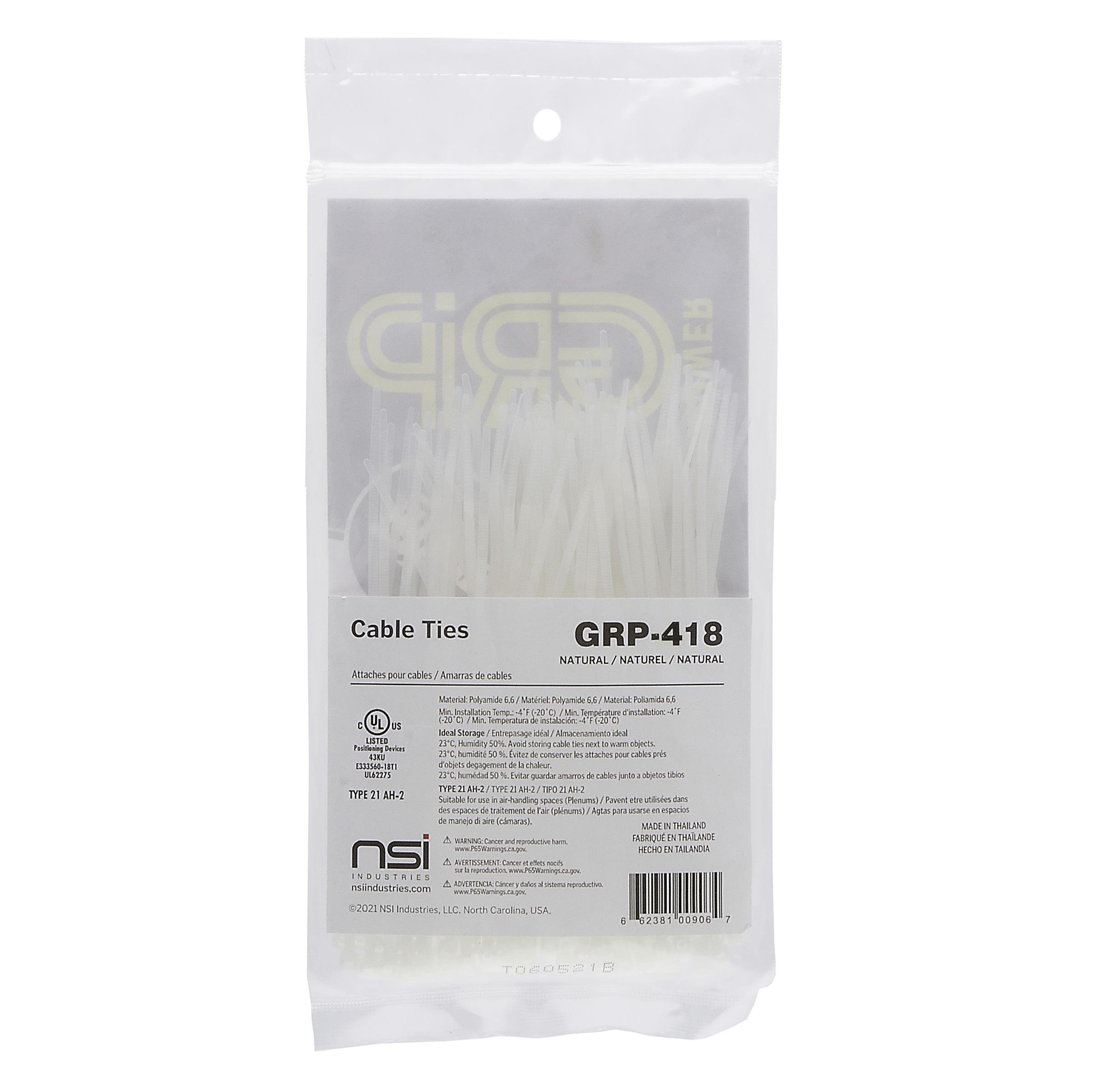 GRP-418 - 4”, Natural General Purpose 18lb Cable Ties, 100 Pack